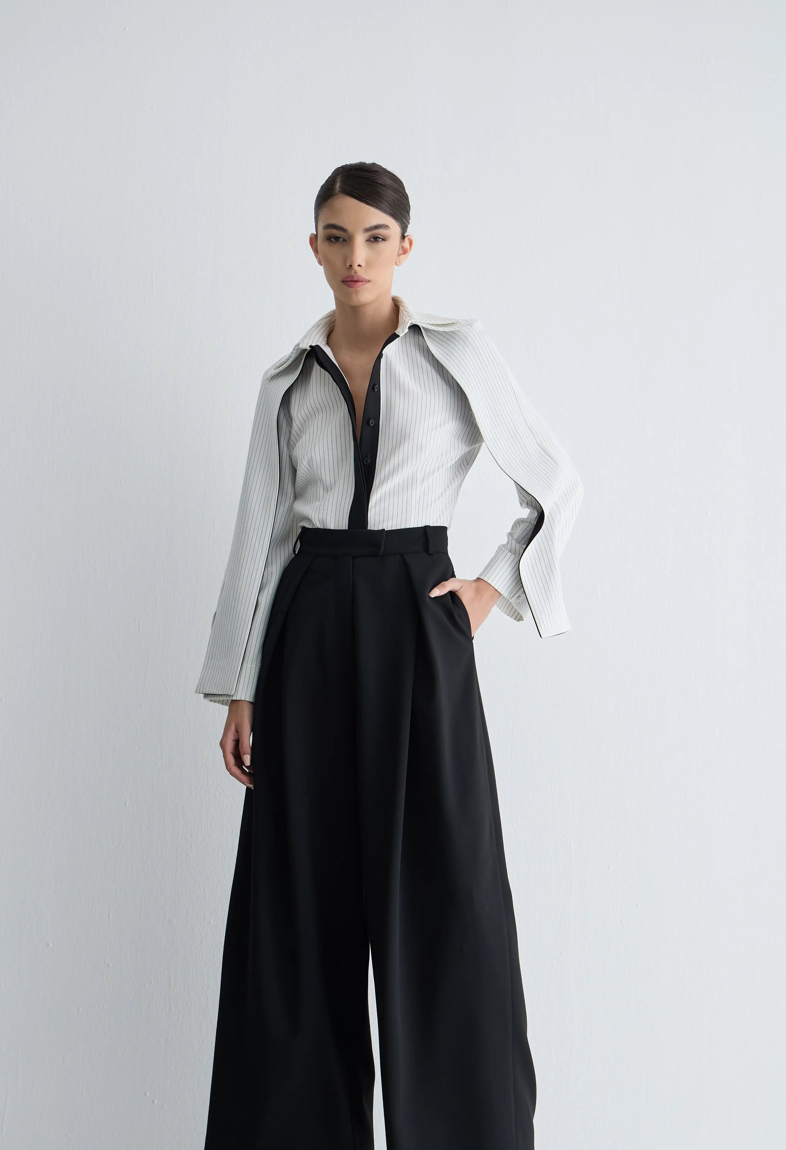 Gaia n Uranos Akışkan Formlu Yüksek Bel Pileli Pantolon