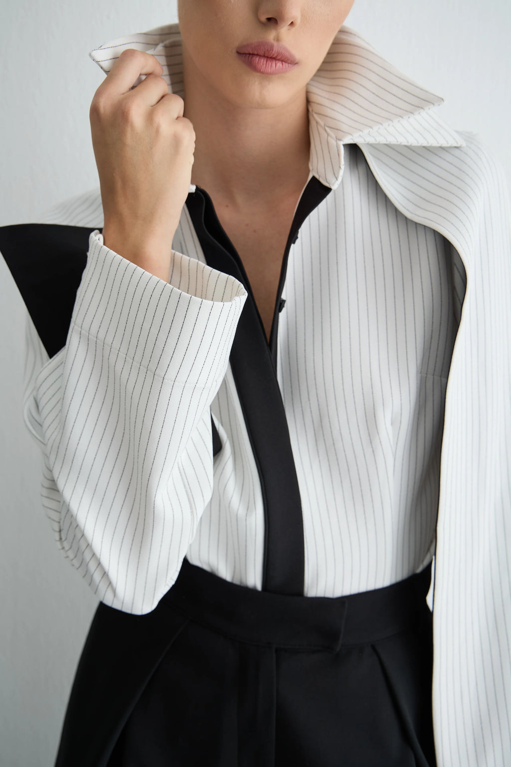 Gaia n Uranos Siyah Pat Detaylı Çizgili Poplin Gömlek