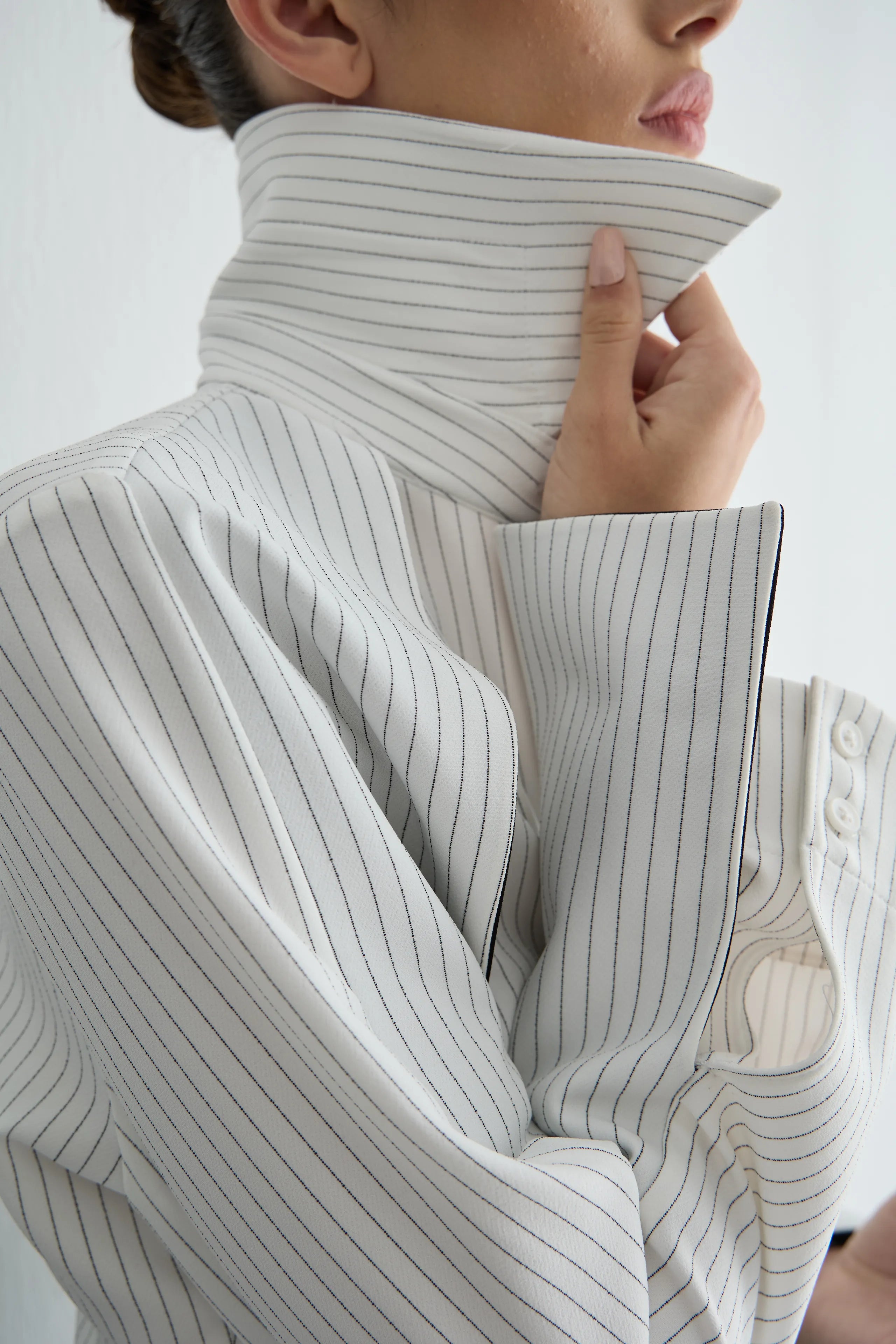 Gaia n Uranos Siyah Pat Detaylı Çizgili Poplin Gömlek