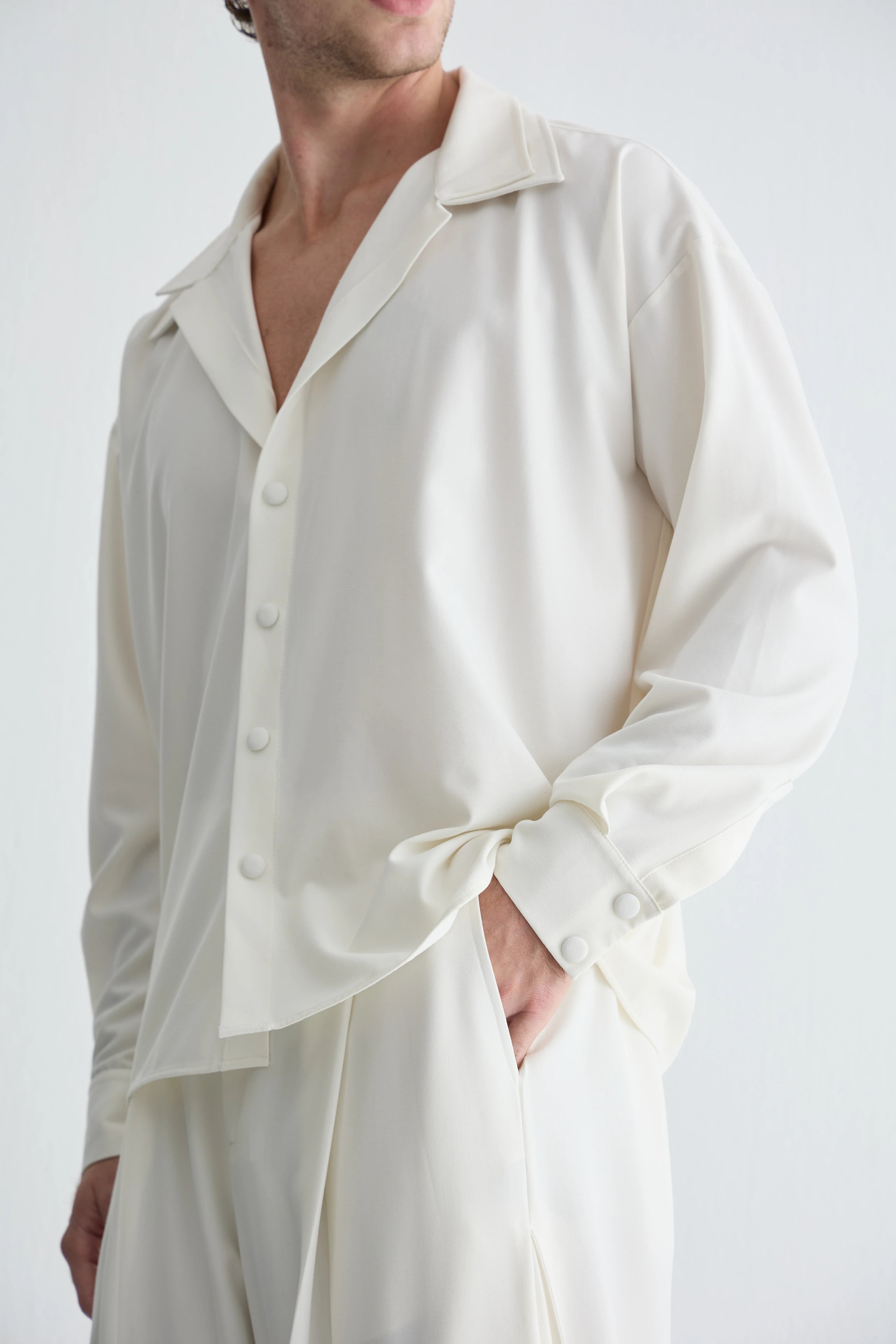 Gaia n Uranos Çift Yakalı Oversize Beyaz Gömlek