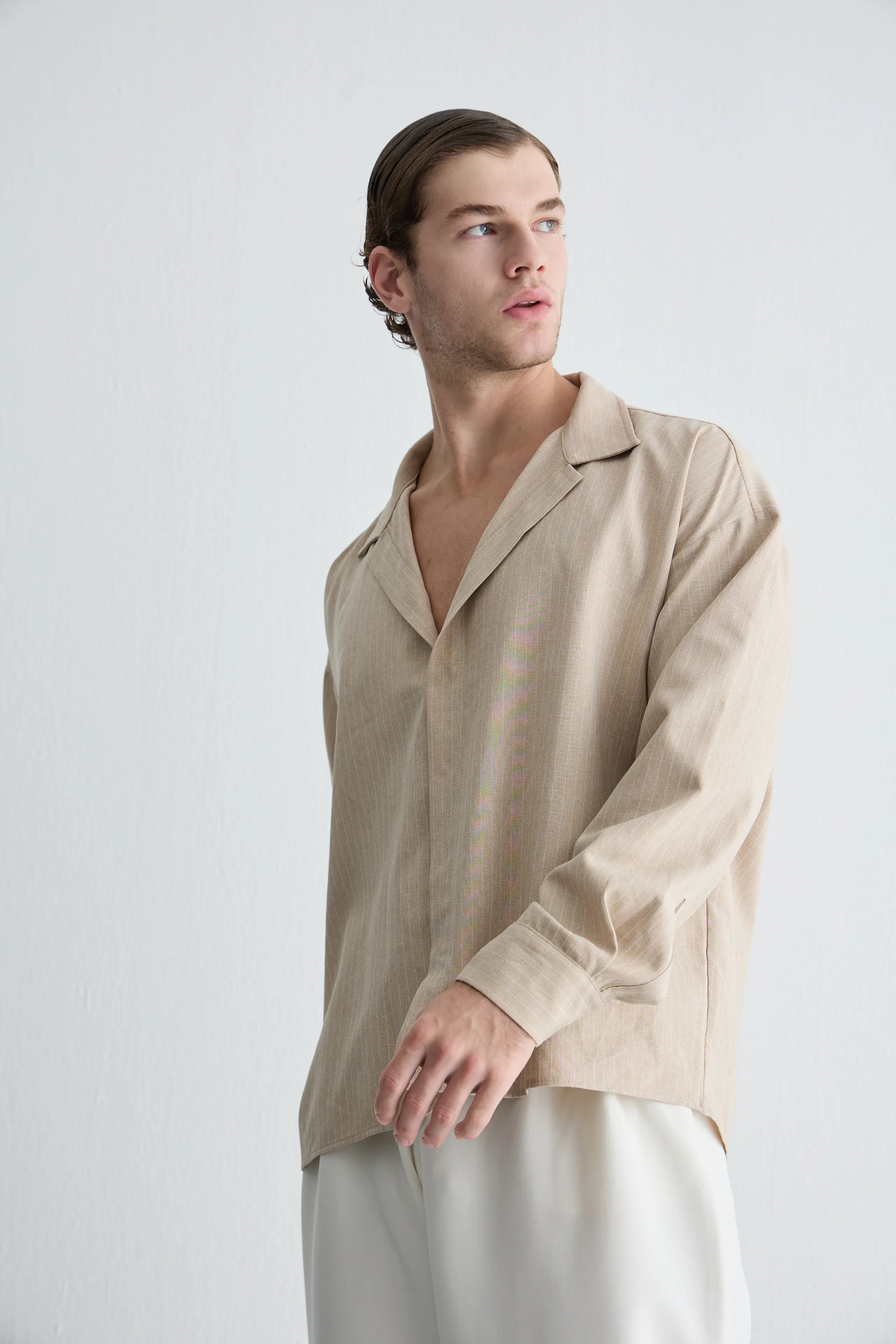 Gaia n Uranos Oversize Bej Gömlek