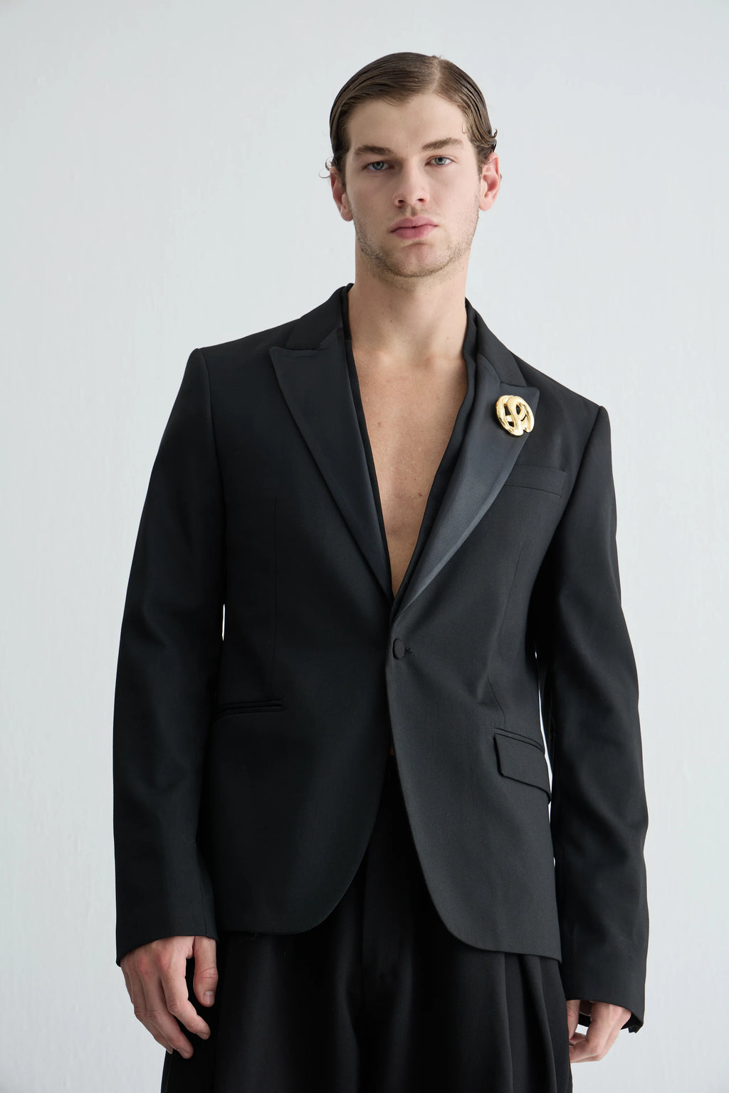 Gaia n Uranos Altın Broş Detaylı Siyah Blazer Ceket