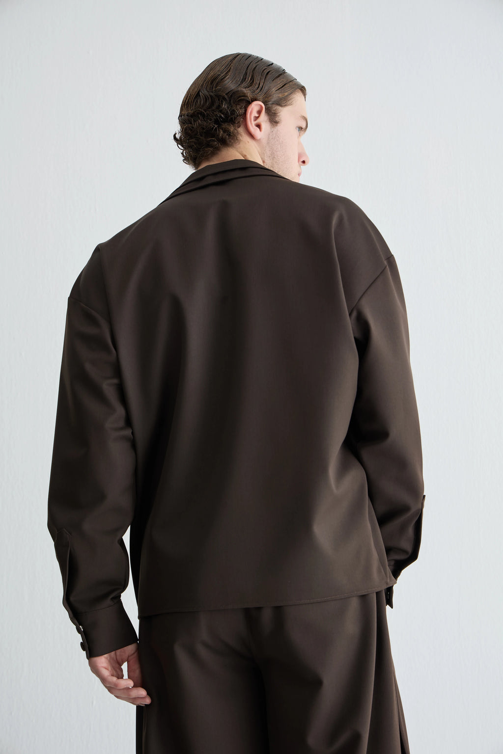 Gaia n Uranos Çift Yaka Oversize Kahverengi Gömlek