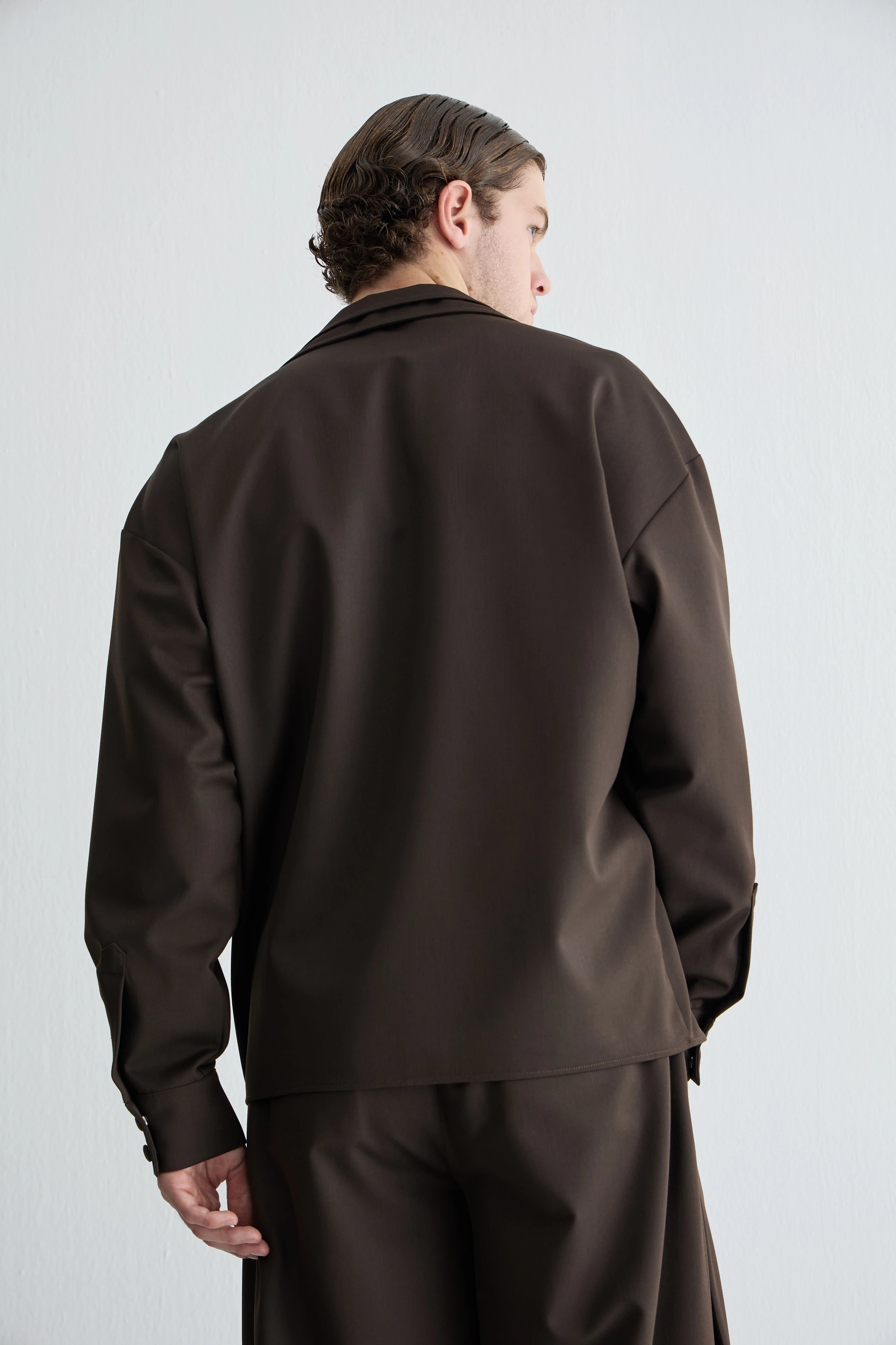 Gaia n Uranos Çift Yaka Oversize Kahverengi Gömlek