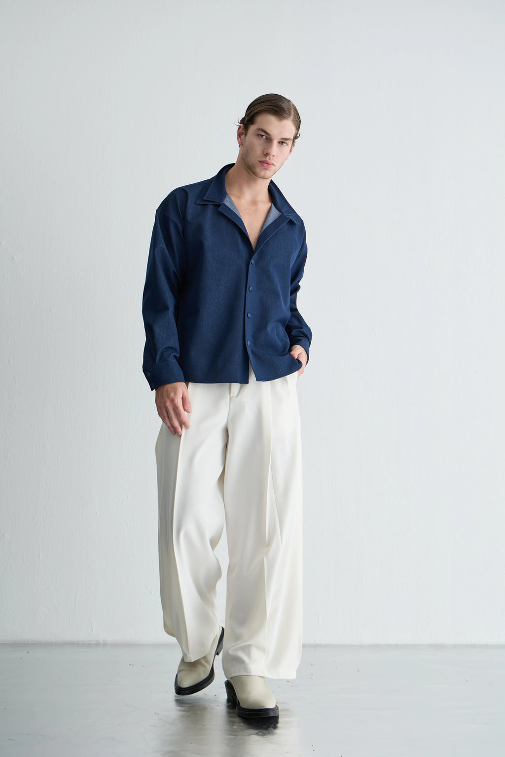 Gaia n Uranos Denim Çift Yaka Gömlek