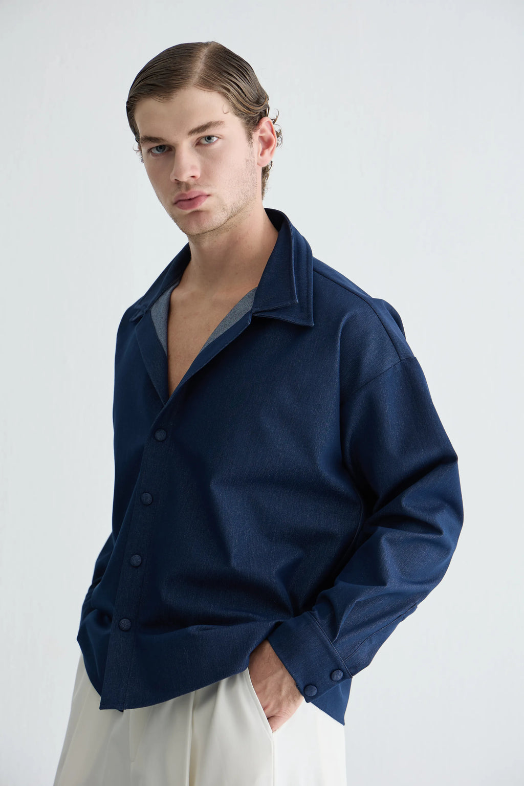 Gaia n Uranos Denim Çift Yaka Gömlek