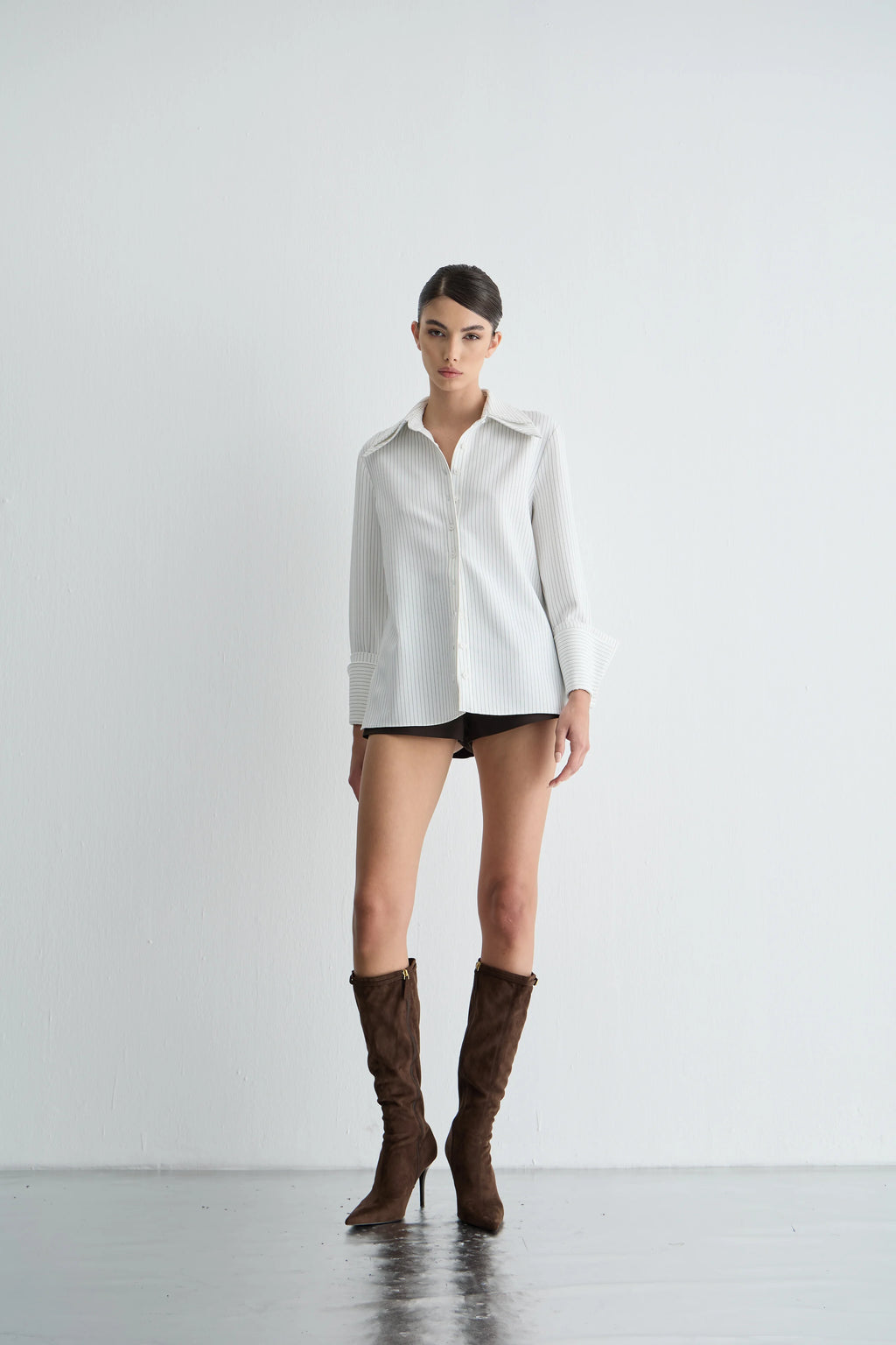 Gaia n Uranos Çizgili Çift Yaka Gömlek