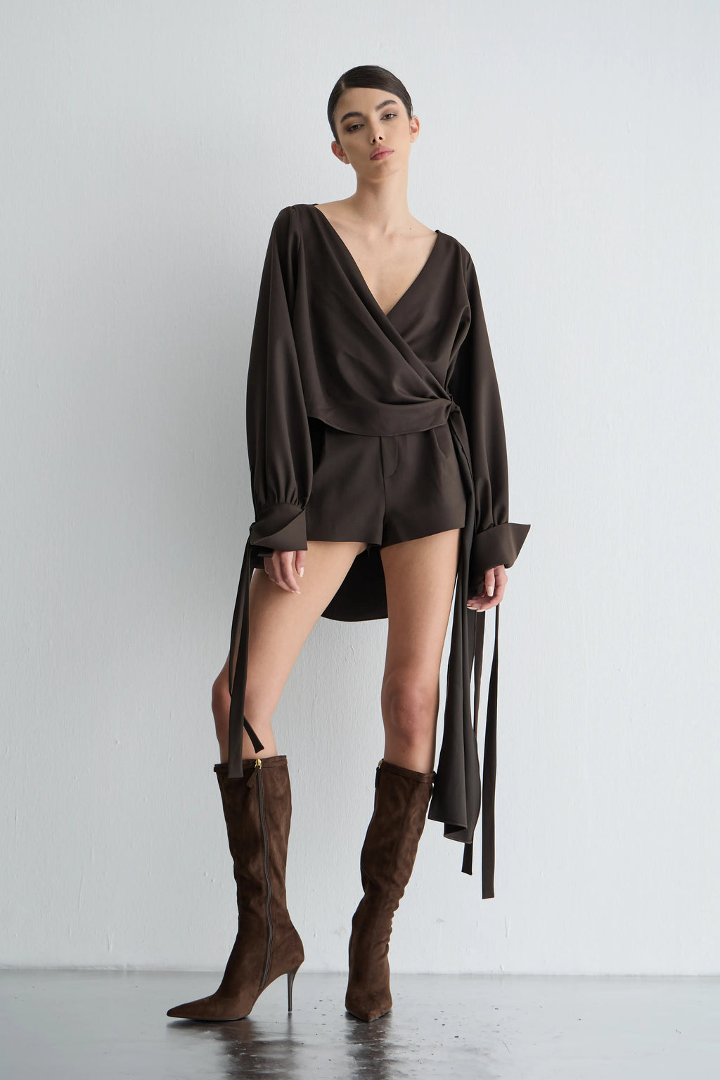 Gaia n Uranos Kruvaze Bağlamalı Uzun Arka Formlu Gömlek