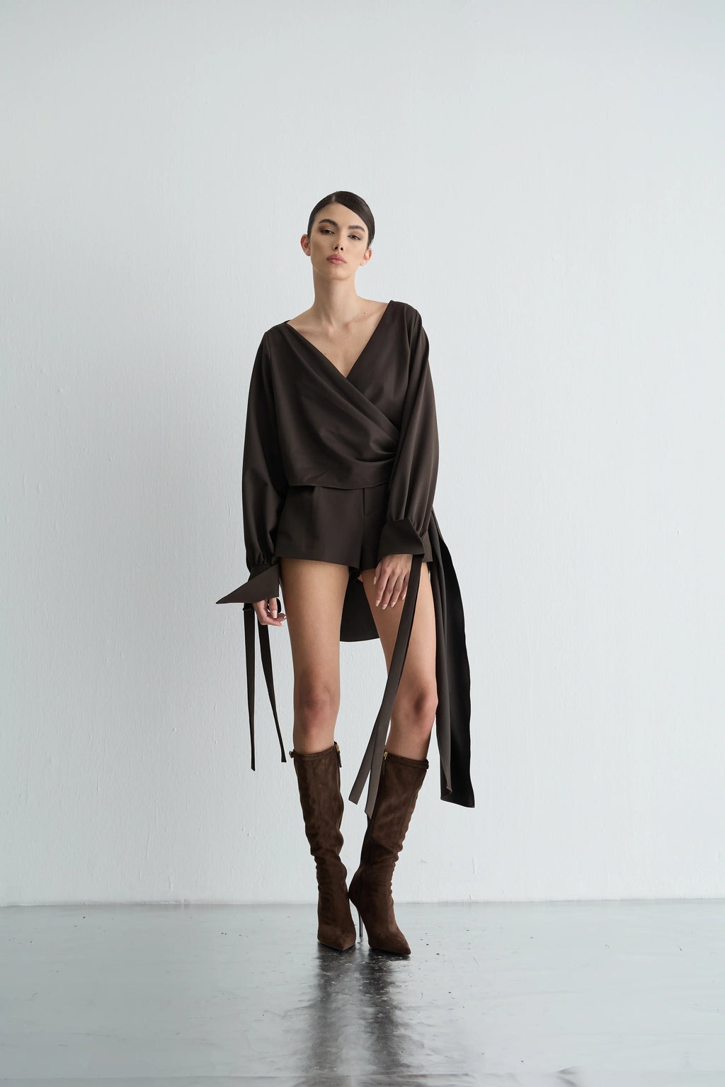 Gaia n Uranos Kruvaze Bağlamalı Uzun Arka Formlu Gömlek