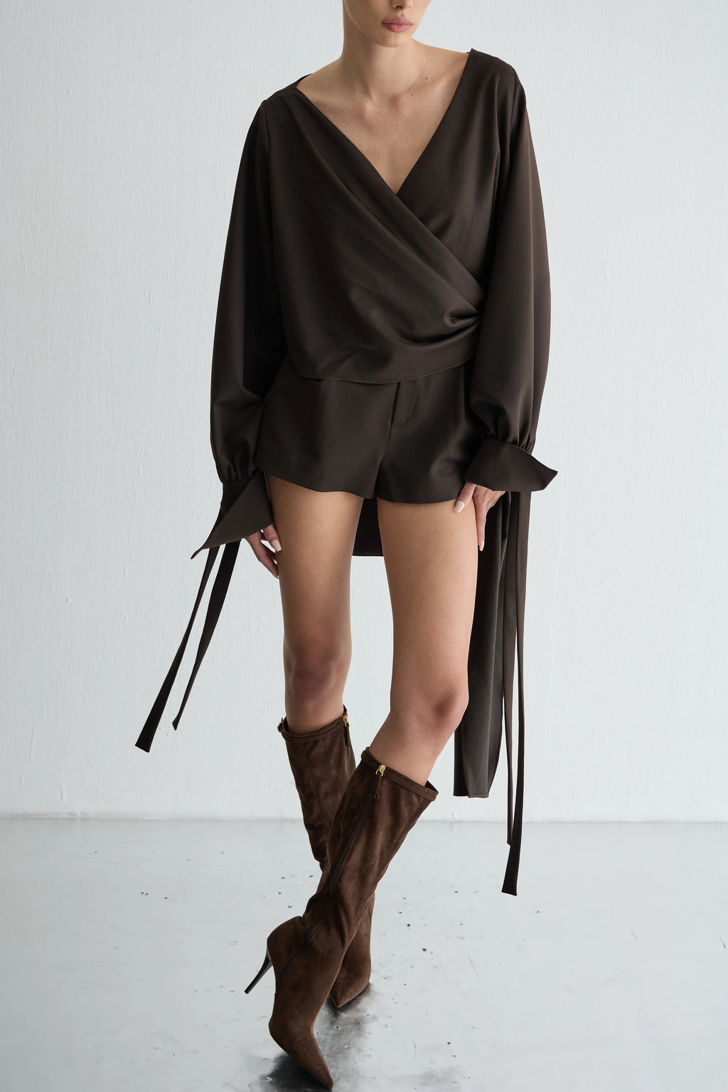 Gaia n Uranos Kruvaze Bağlamalı Uzun Arka Formlu Gömlek