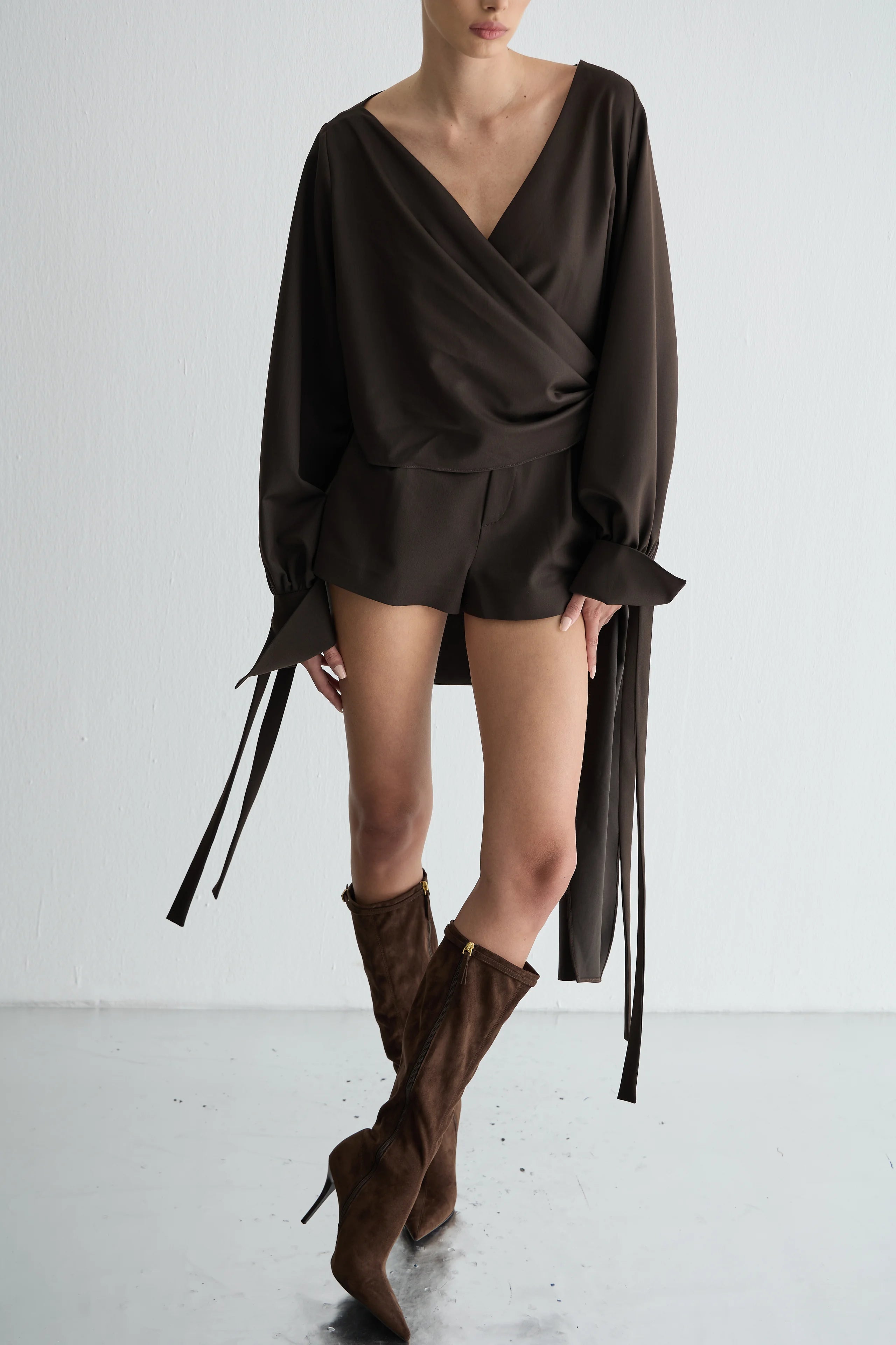 Gaia n Uranos Kruvaze Bağlamalı Uzun Arka Formlu Gömlek