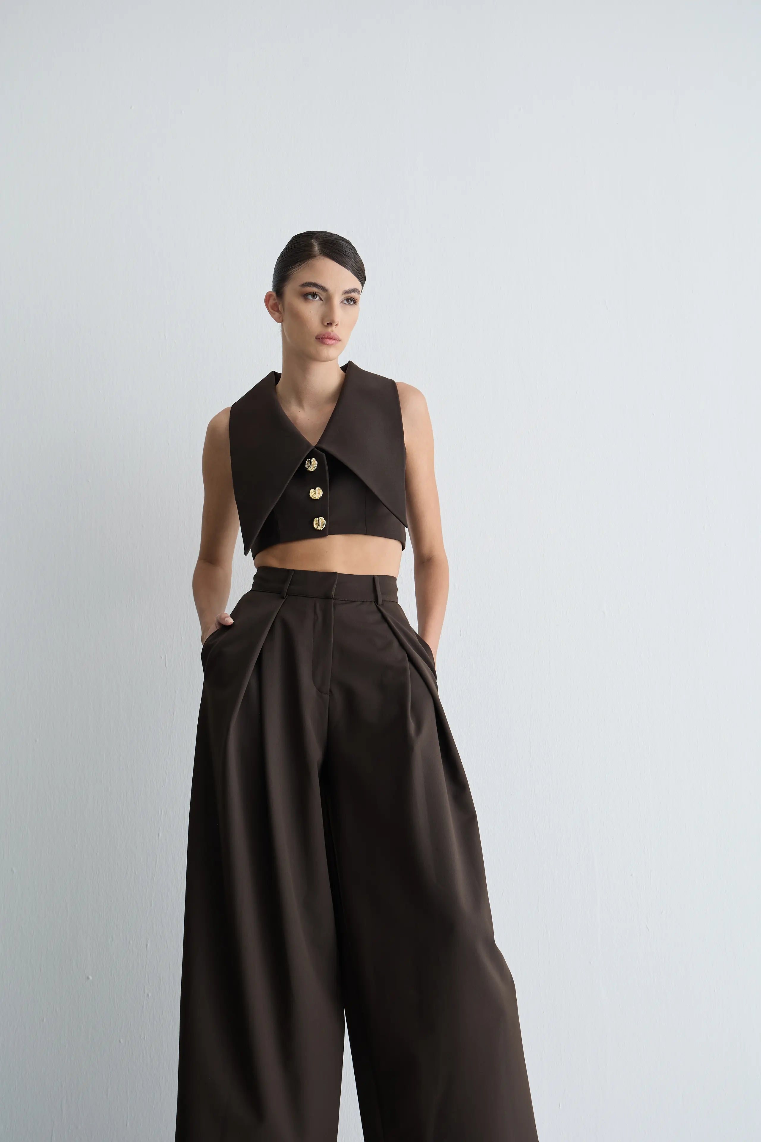 Gaia n Uranos Akışkan Formlu Yüksek Bel Pileli Pantolon