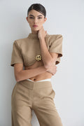 Gaia n Uranos İkonik Gold Tokalı Crop Bluz