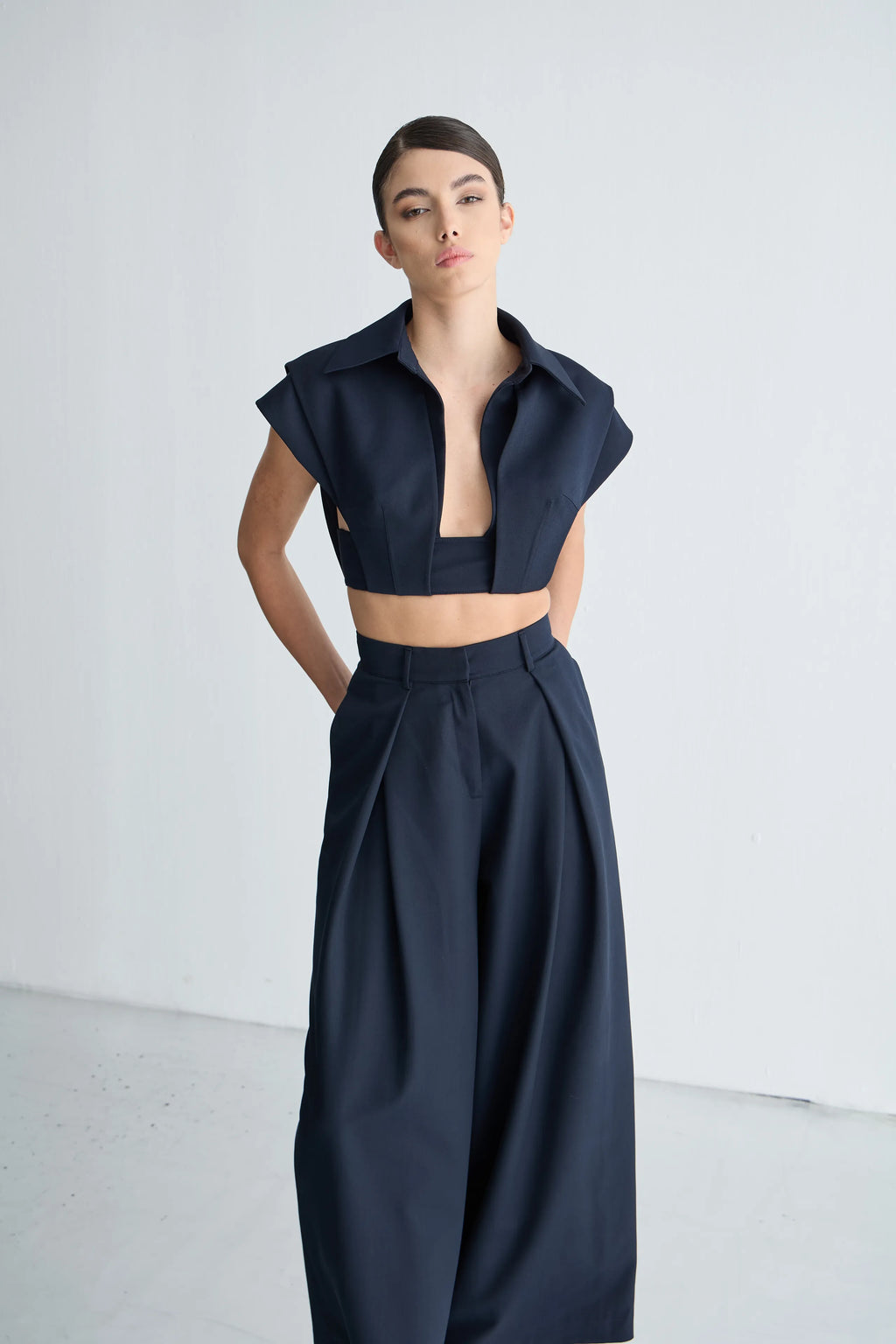 Gaia n Uranos Akışkan Formlu Yüksek Bel Pileli Pantolon