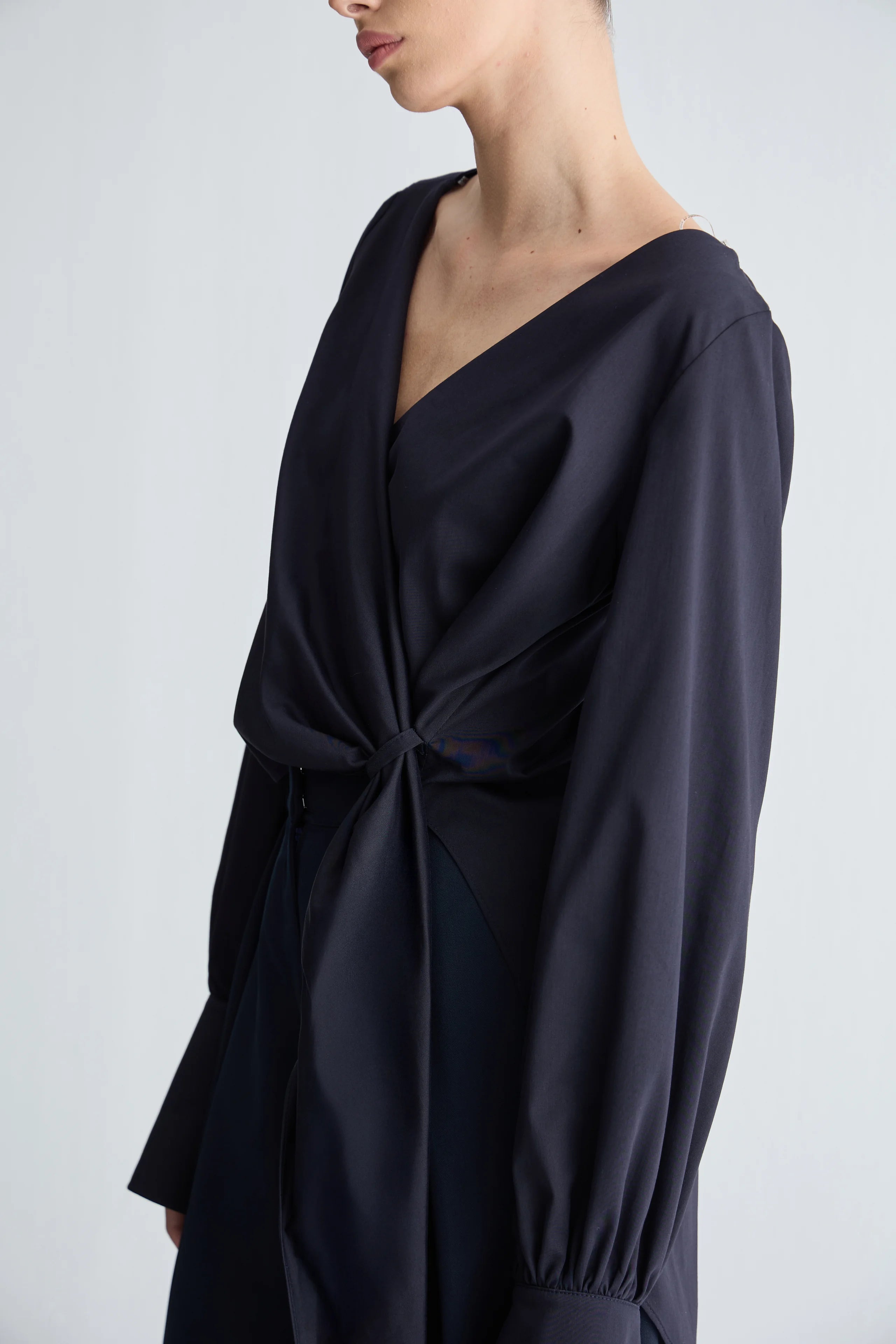 Gaia n Uranos Kruvaze Bağlamalı Uzun Arka Formlu Gömlek