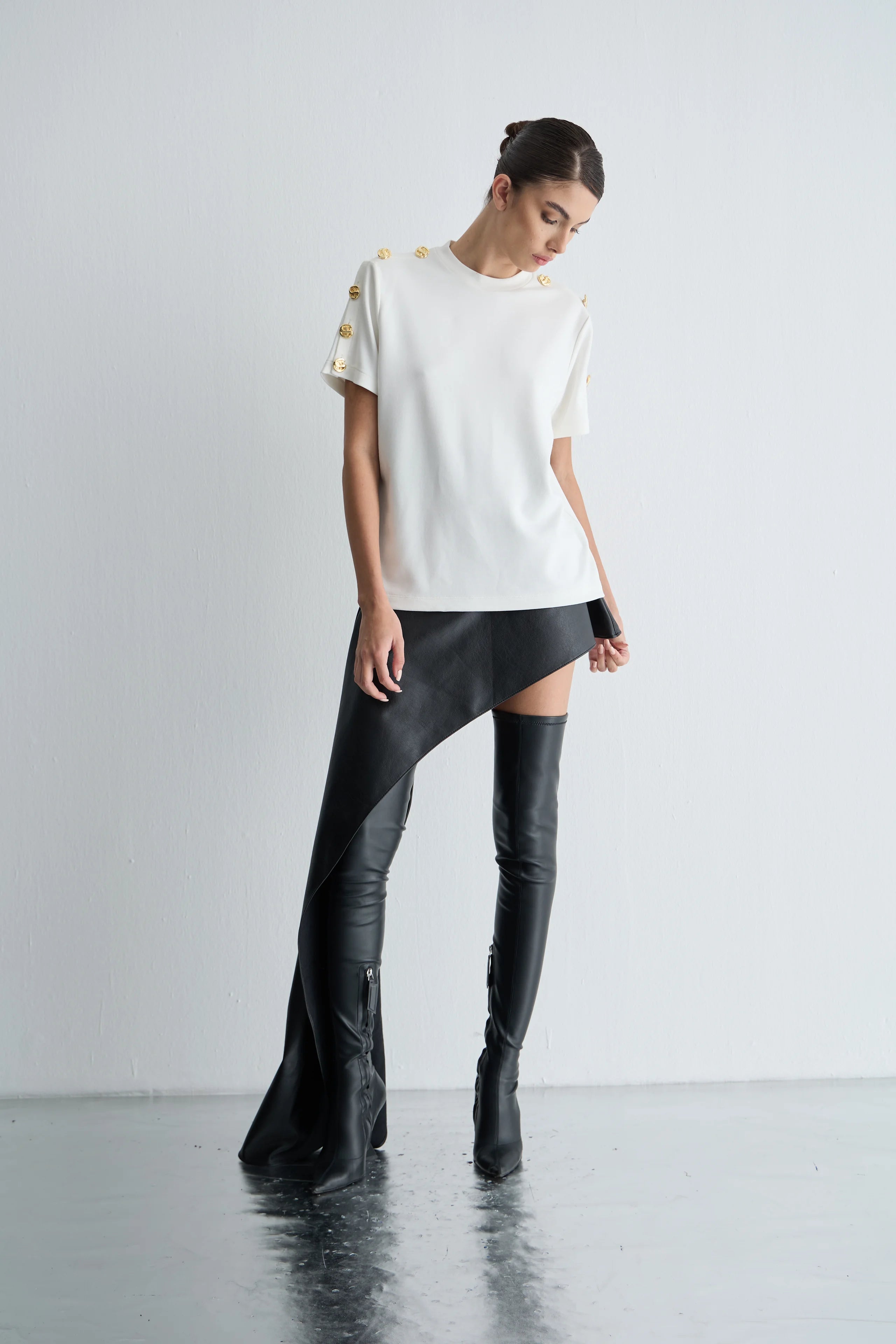 Gaia n Uranos Omuzdan Gold Düğmeli Tshirt