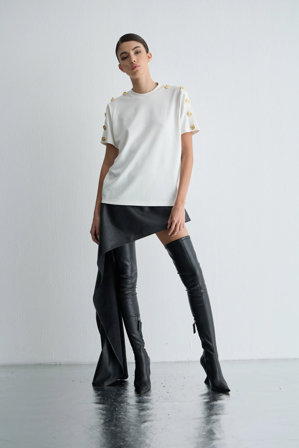 Gaia n Uranos Omuzdan Gold Düğmeli Tshirt