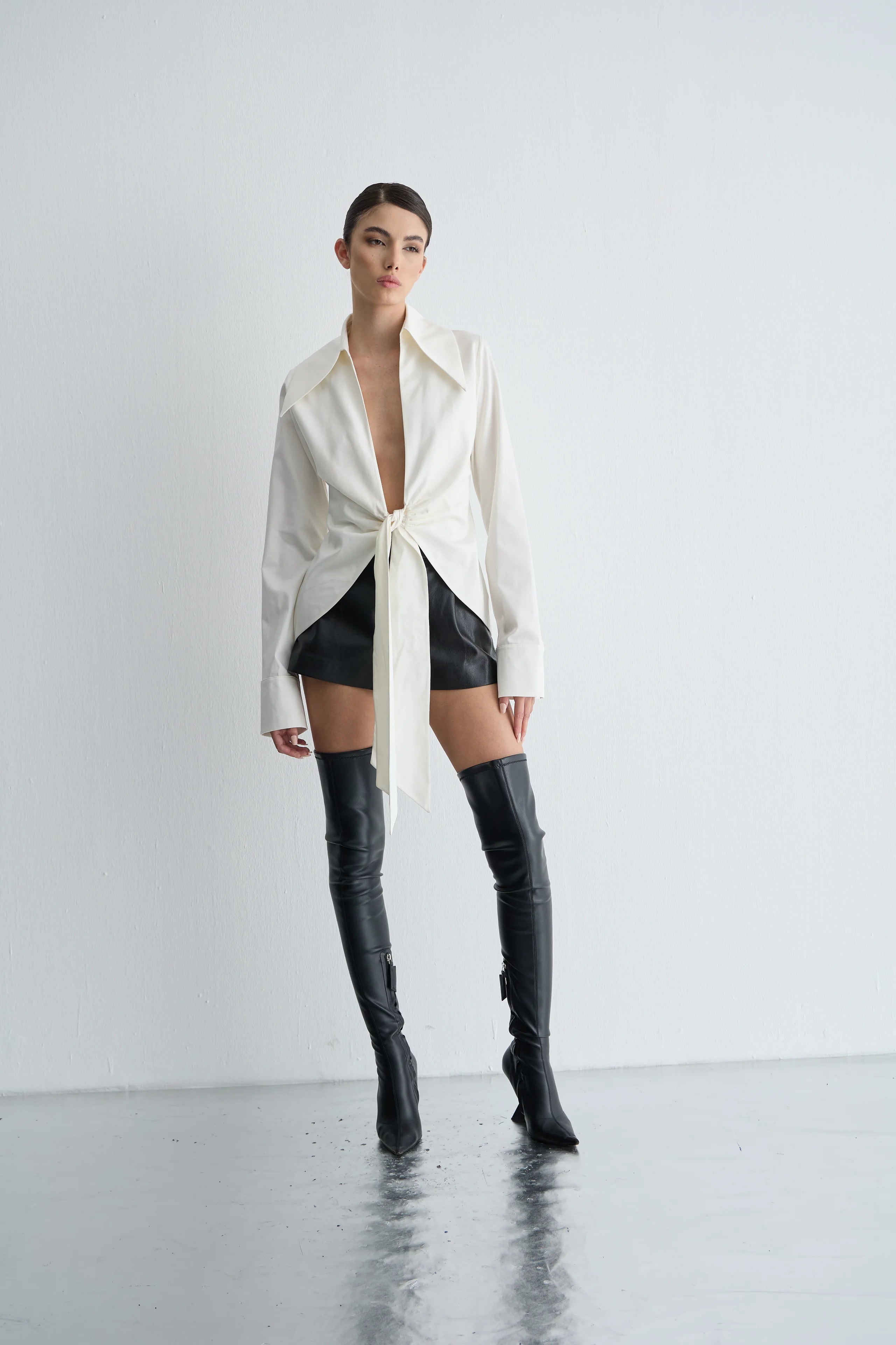 Gaia n Uranos Önden Bağlamalı Uzun Yaka Gömlek