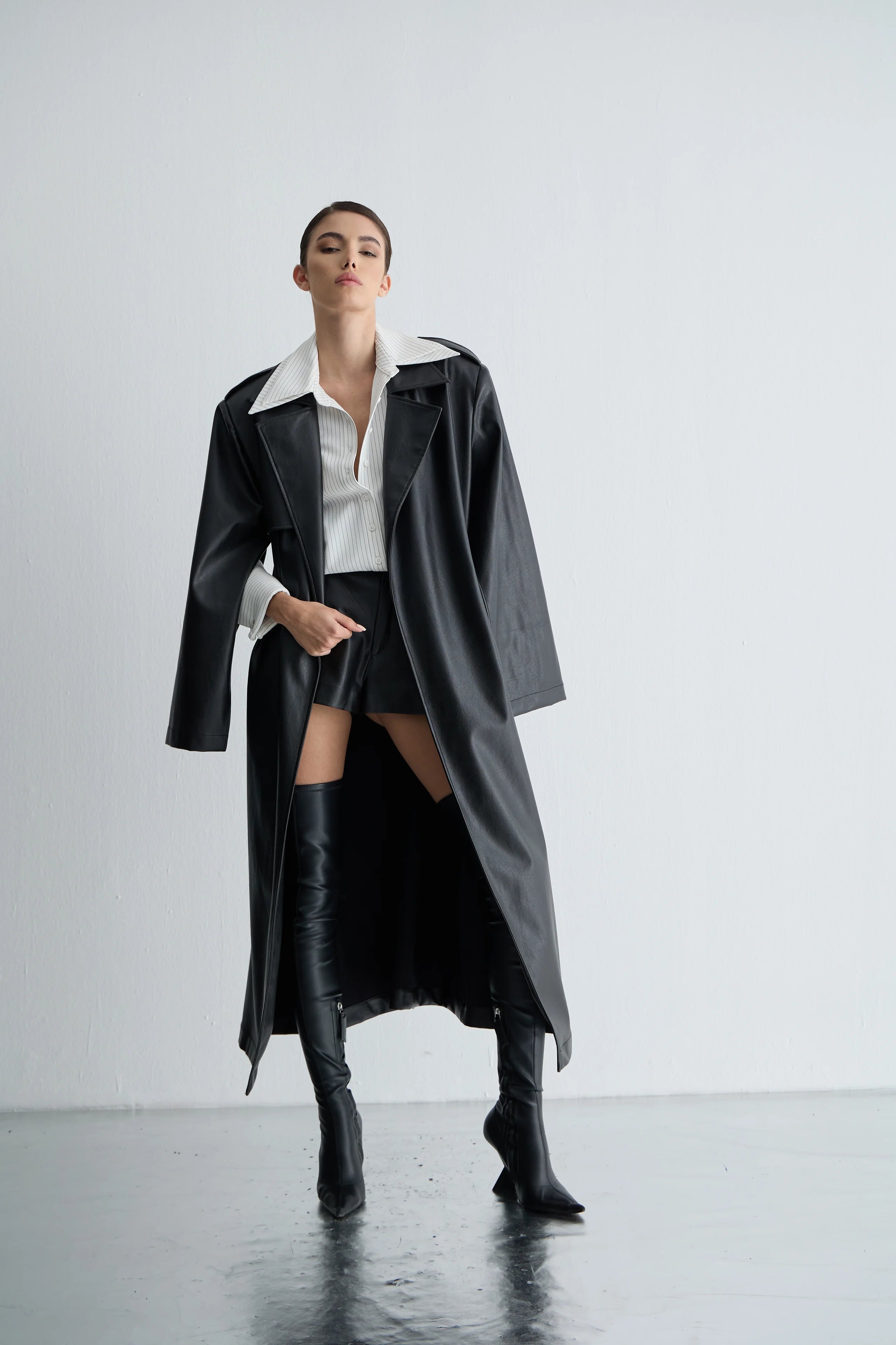 Gaia n Uranos Oversize Deri Trençkot