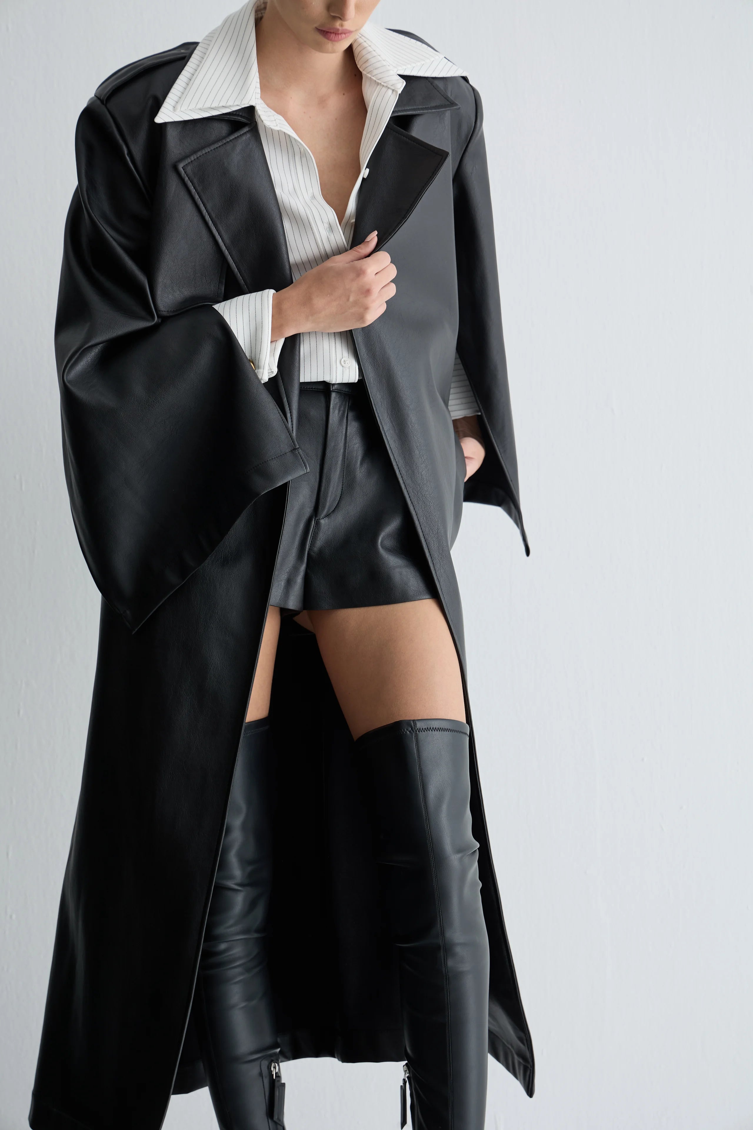 Gaia n Uranos Oversize Deri Trençkot