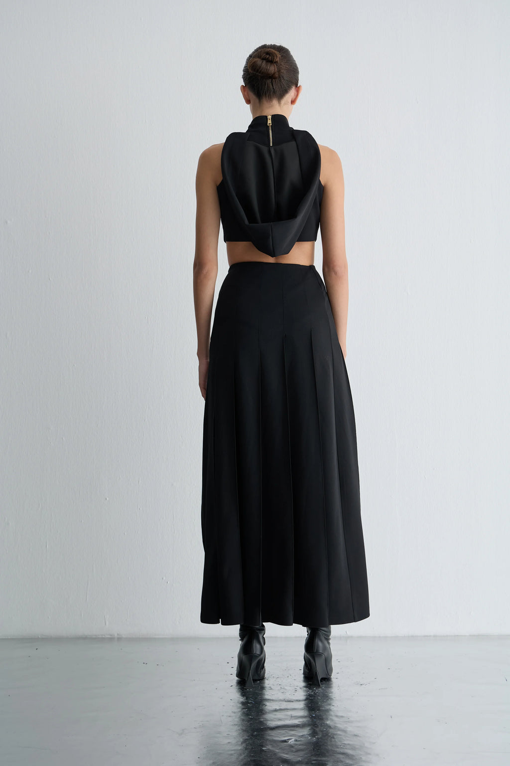 Gaia n Uranos Siyah Kapüşon Detaylı Crop Üst