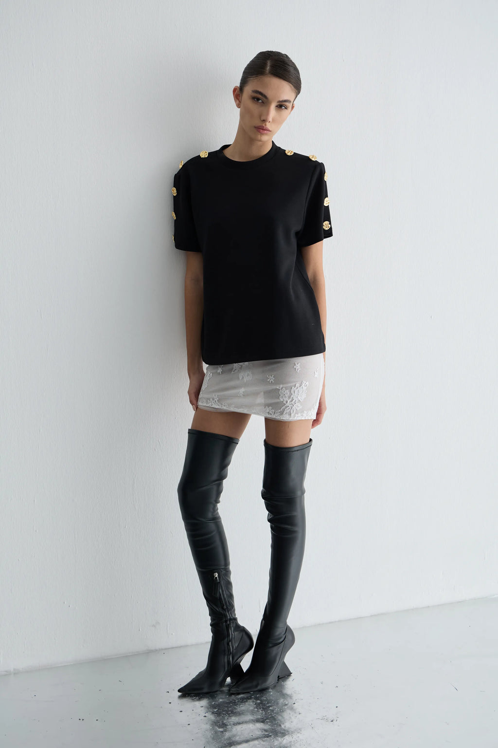 Gaia n Uranos Omuzdan Gold Düğmeli Tshirt