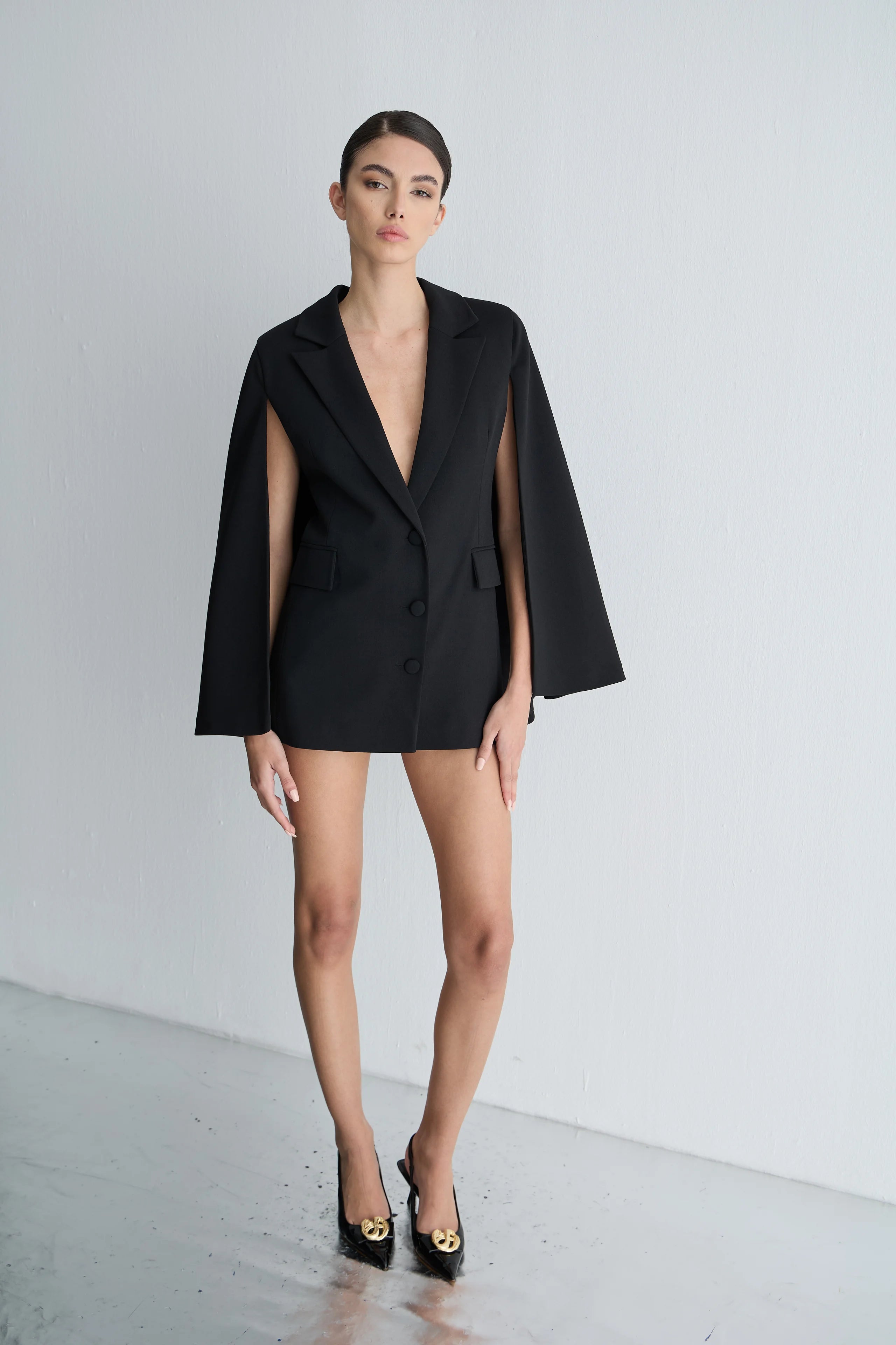 Gaia n Uranos Pelerin Kollu Ceket Elbise