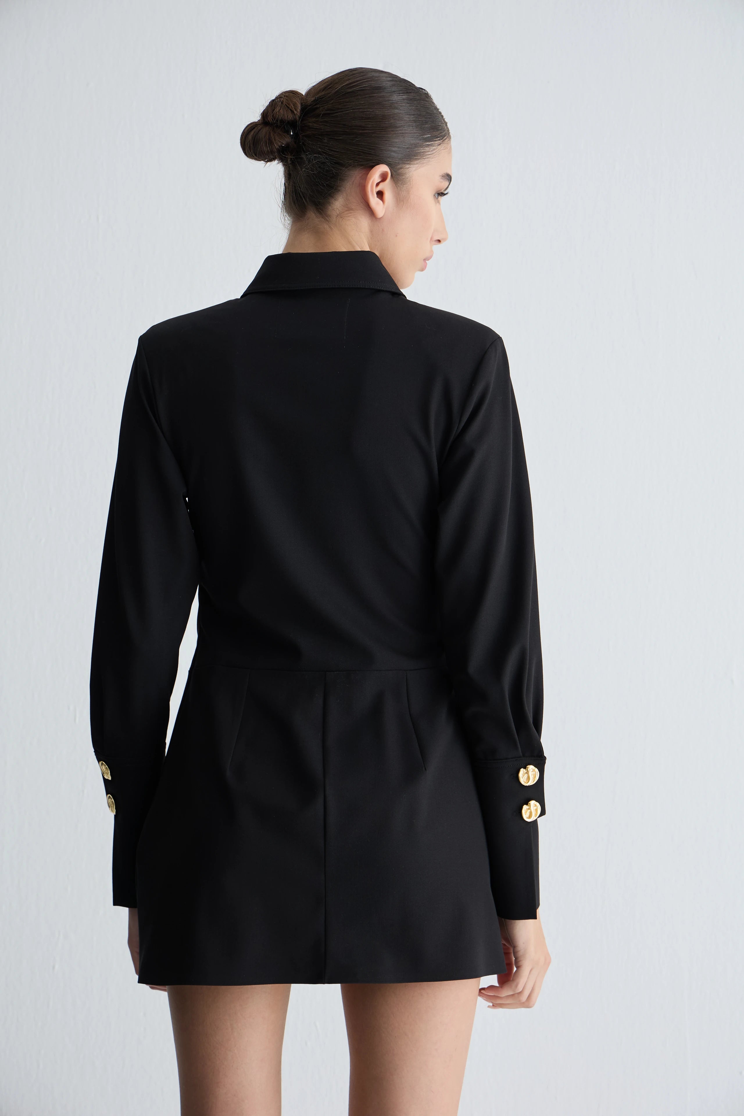 Gaia n Uranos Gold Düğme Detaylı Mini Gömlek Elbise