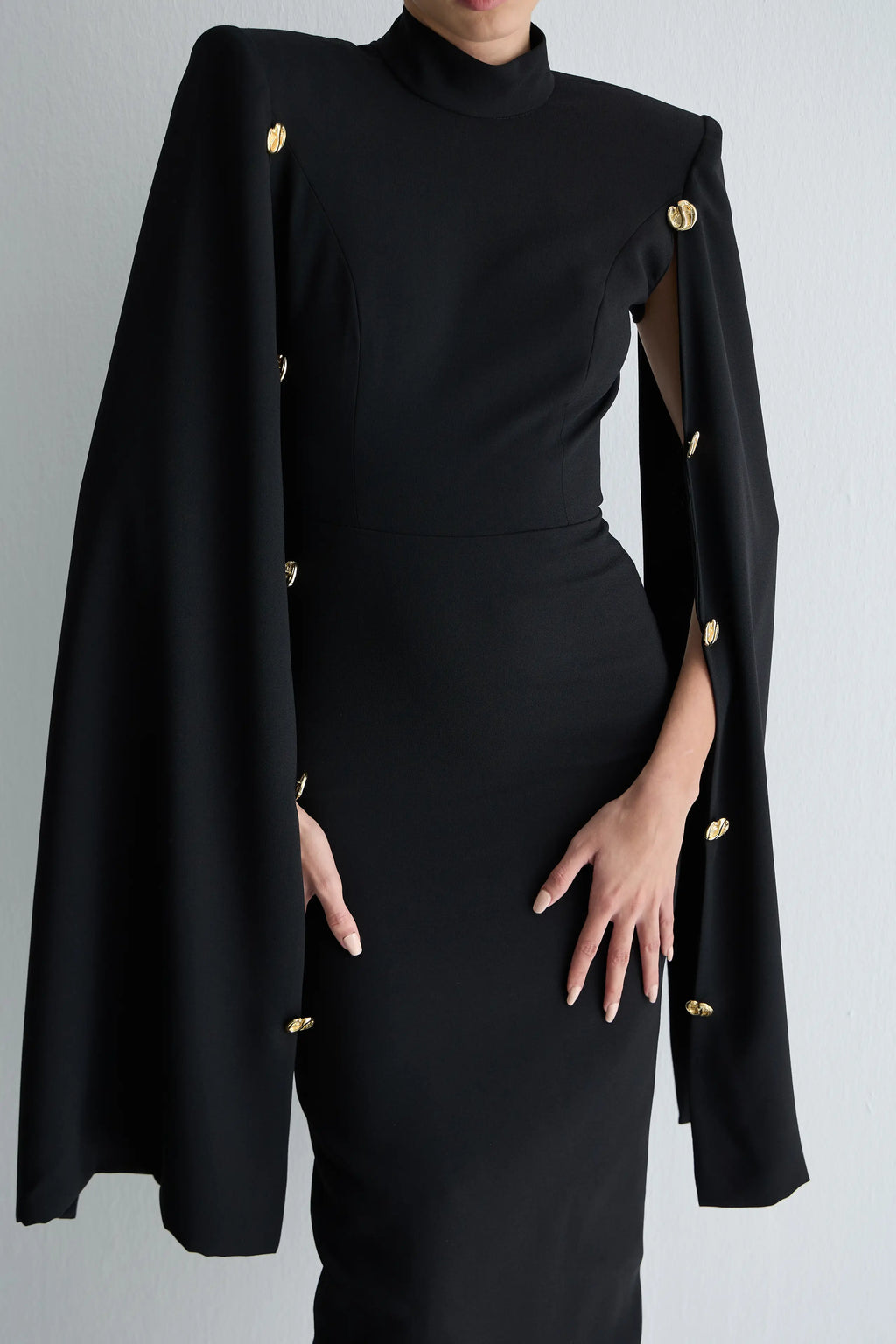 Gaia n Uranos Pelerin Kollu Midi Elbise