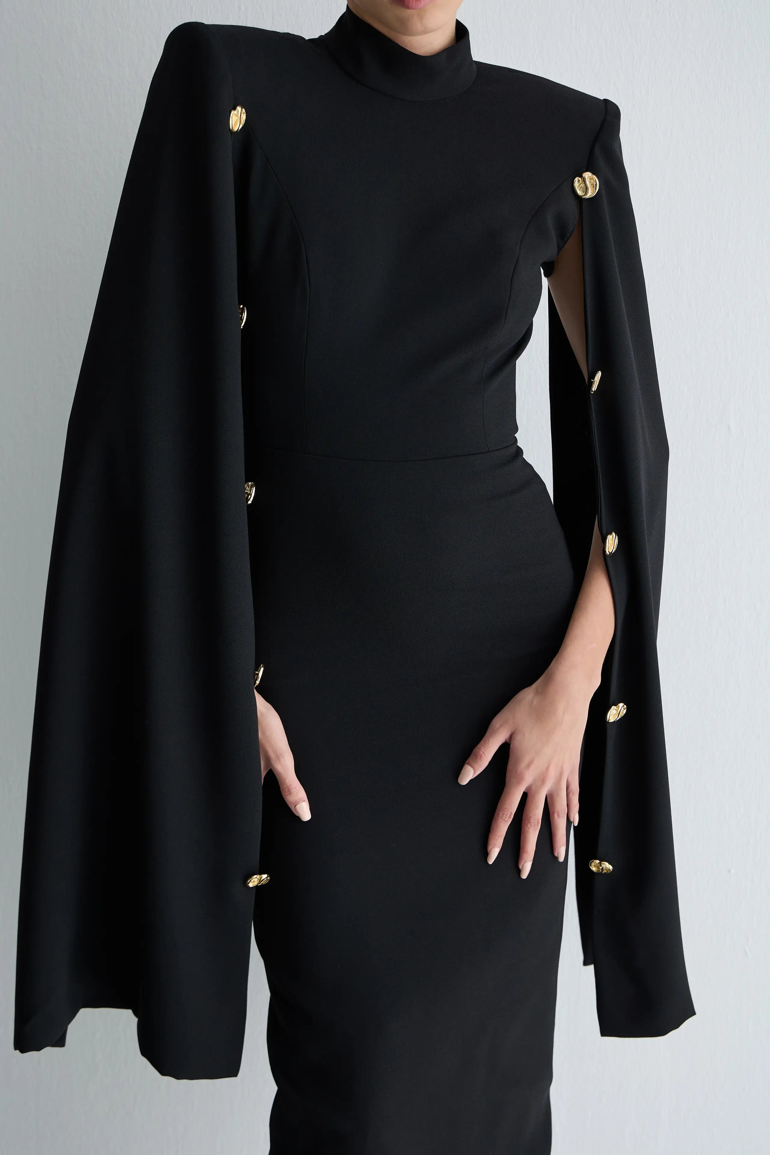 Gaia n Uranos Pelerin Kollu Midi Elbise