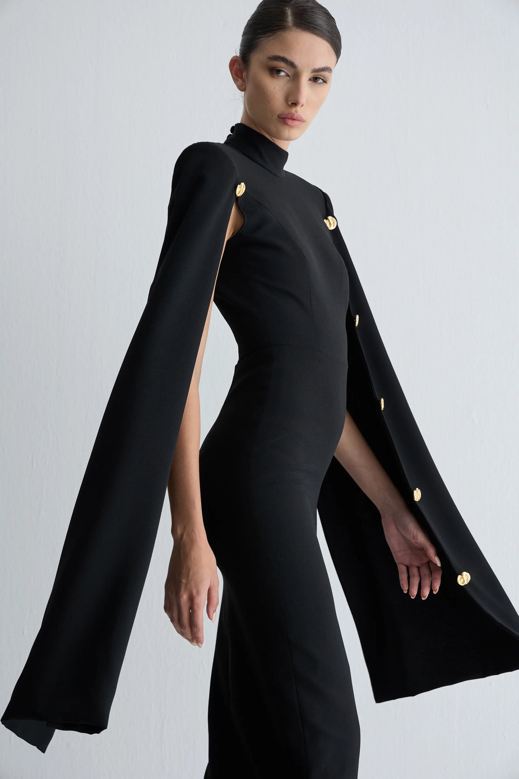 Gaia n Uranos Pelerin Kollu Midi Elbise