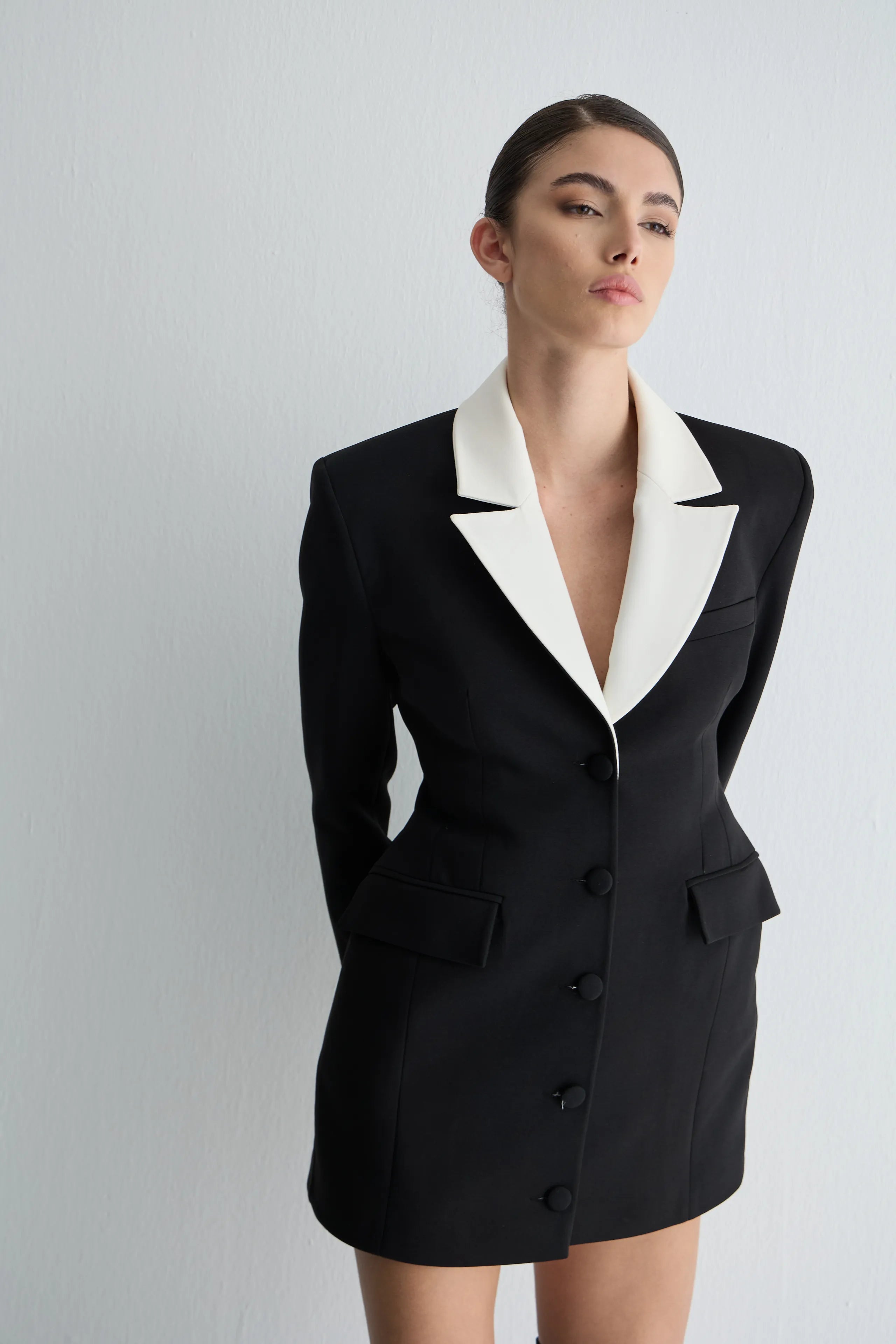 Gaia n Uranos Kontrast Yaka Ceket Elbise