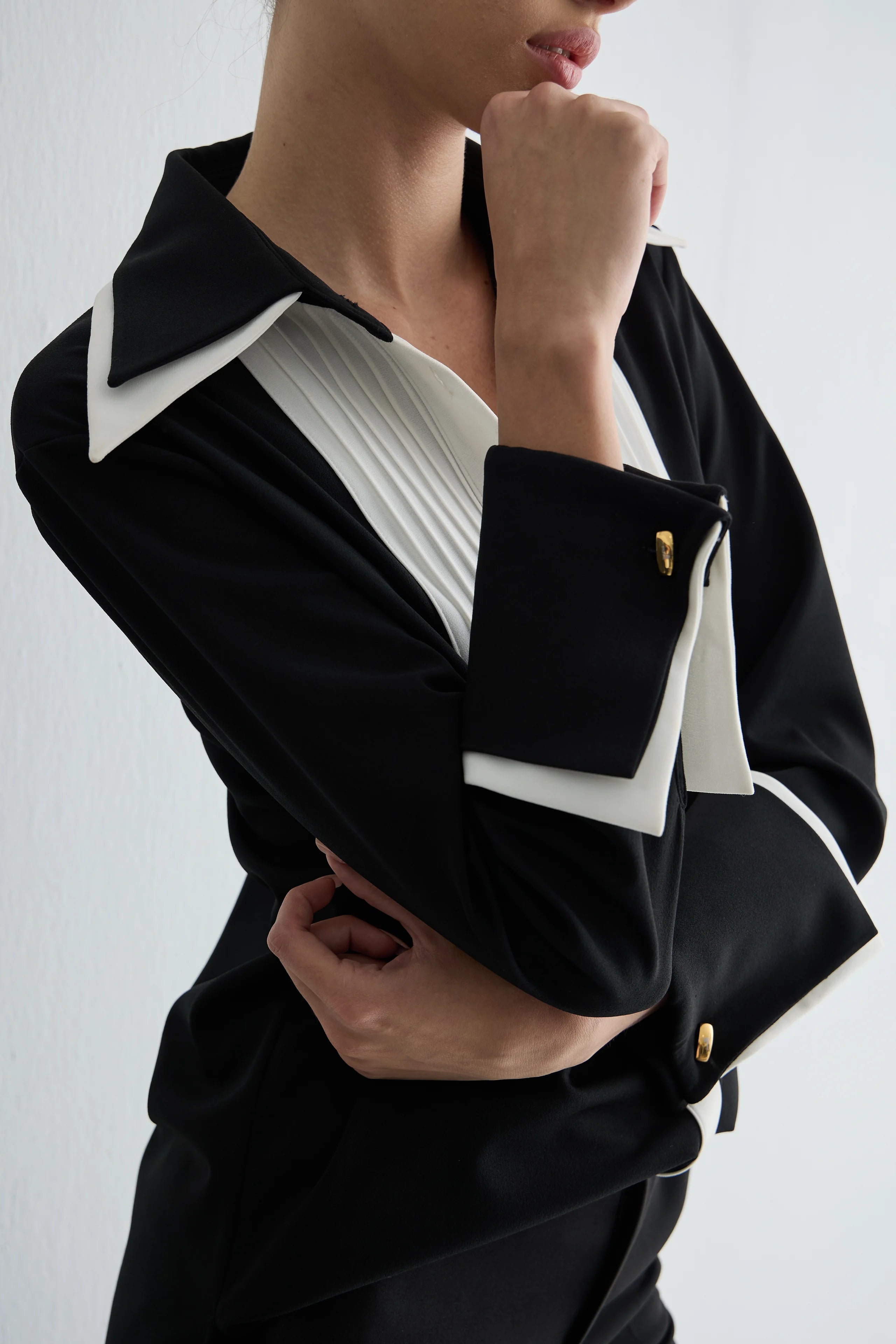 Gaia n Uranos Siyah Beyaz Renk Bloklu Gömlek