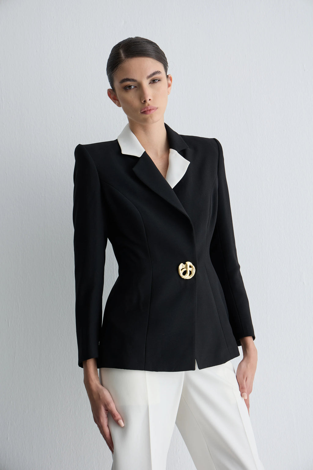 Gain n Uranos Siyah Beyaz Yaka Detaylı Blazer Ceket