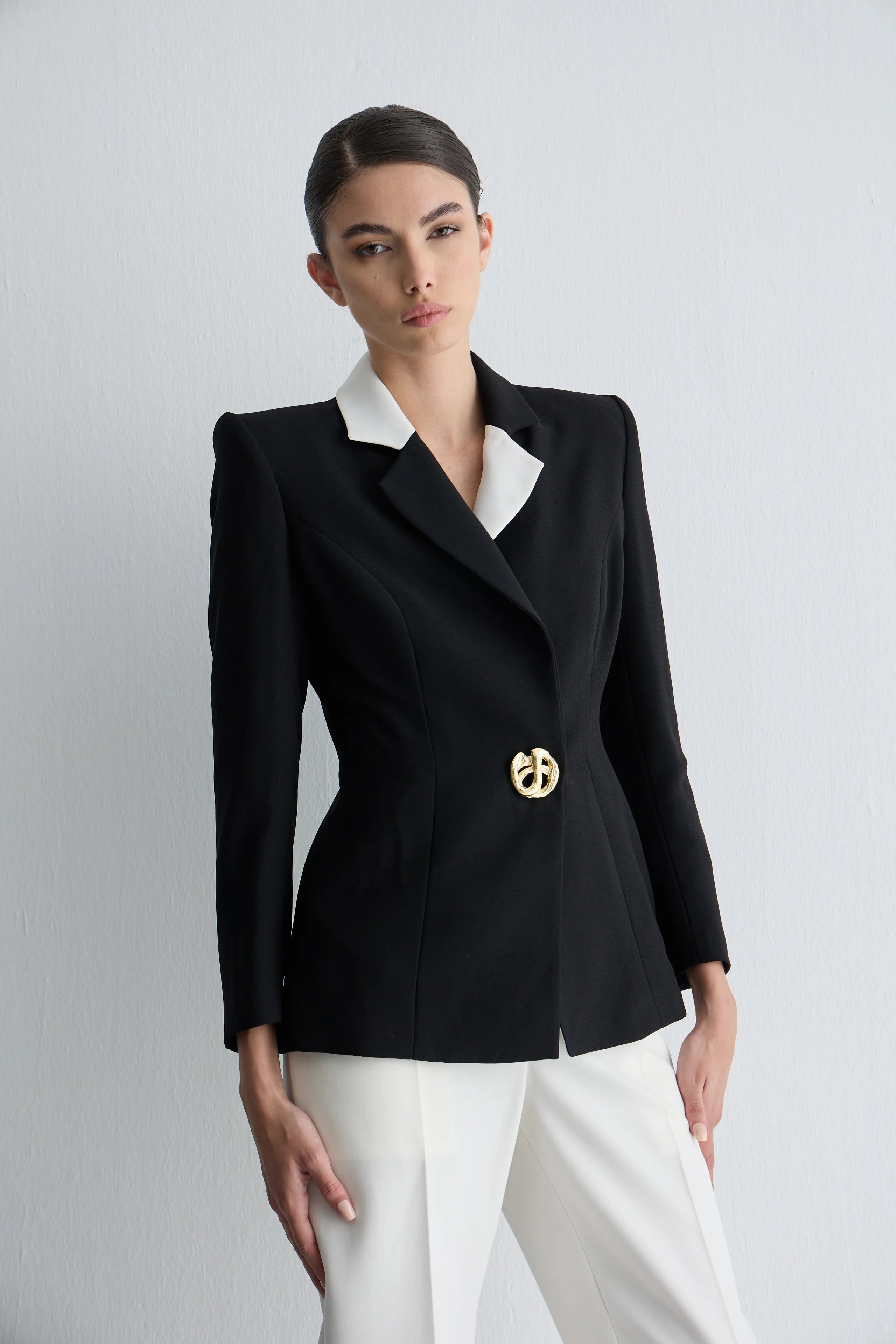 Gain n Uranos Siyah Beyaz Yaka Detaylı Blazer Ceket