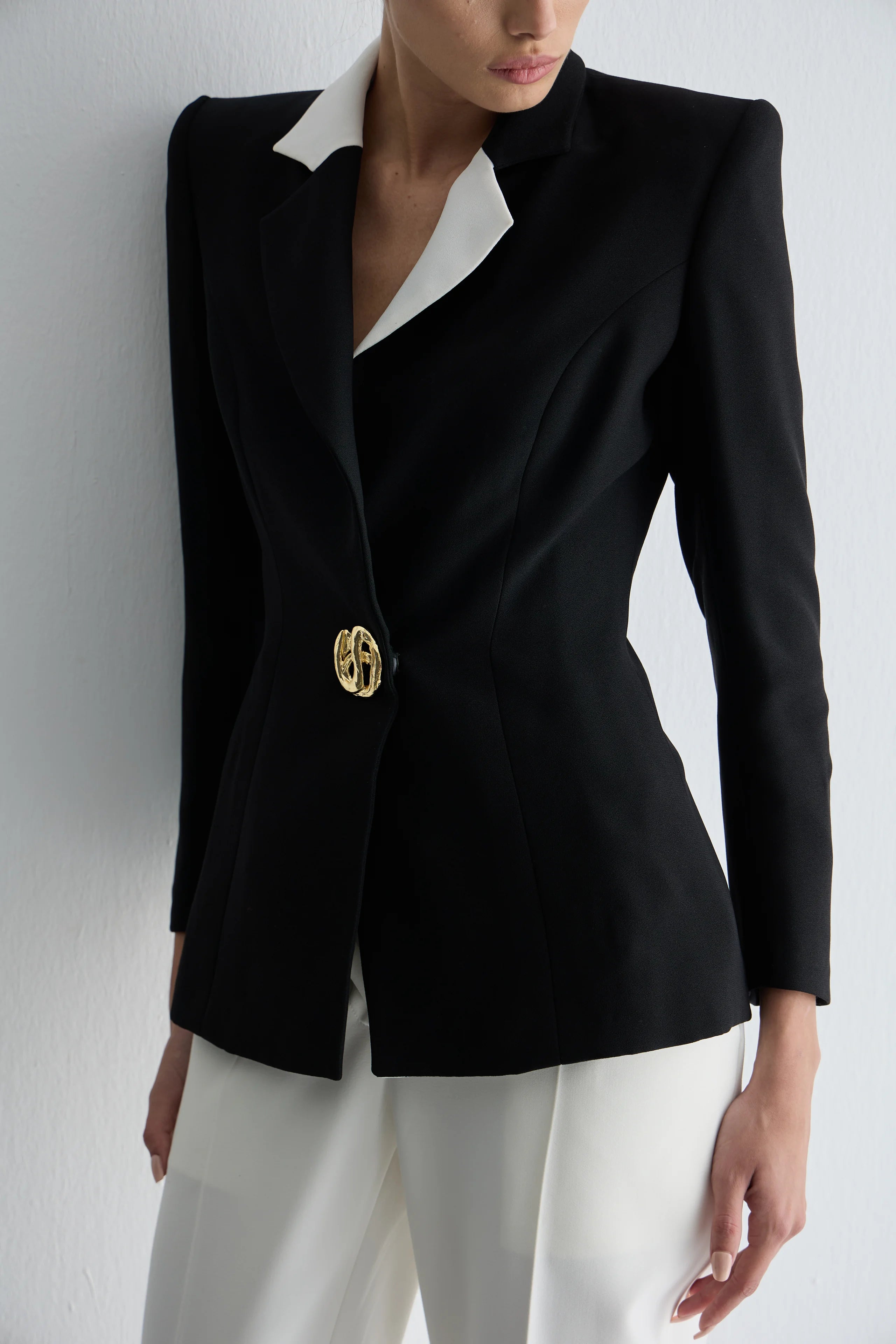 Gain n Uranos Siyah Beyaz Yaka Detaylı Blazer Ceket