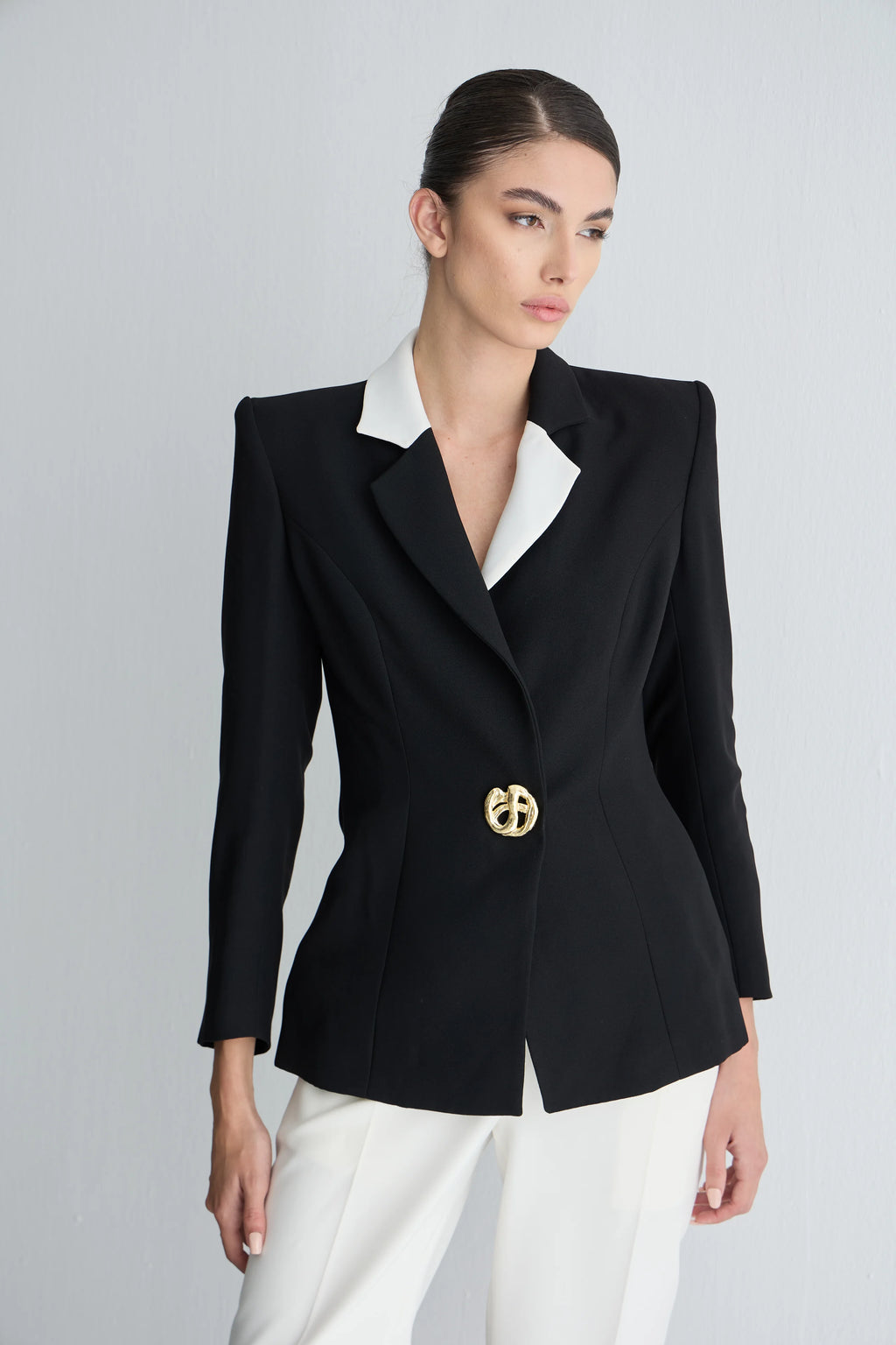 Gain n Uranos Siyah Beyaz Yaka Detaylı Blazer Ceket