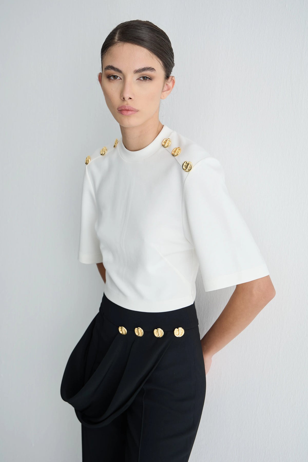 Gaia n Uranos Düğmeli Crop  Tshirt görünüm 5