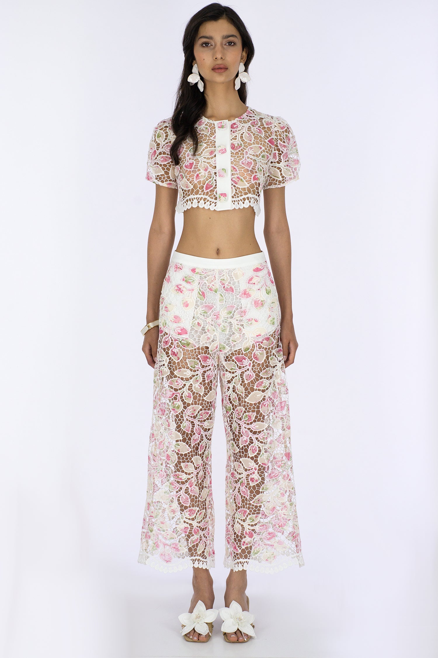 Haleia Cotton Candy Dantel Crop Pantolon