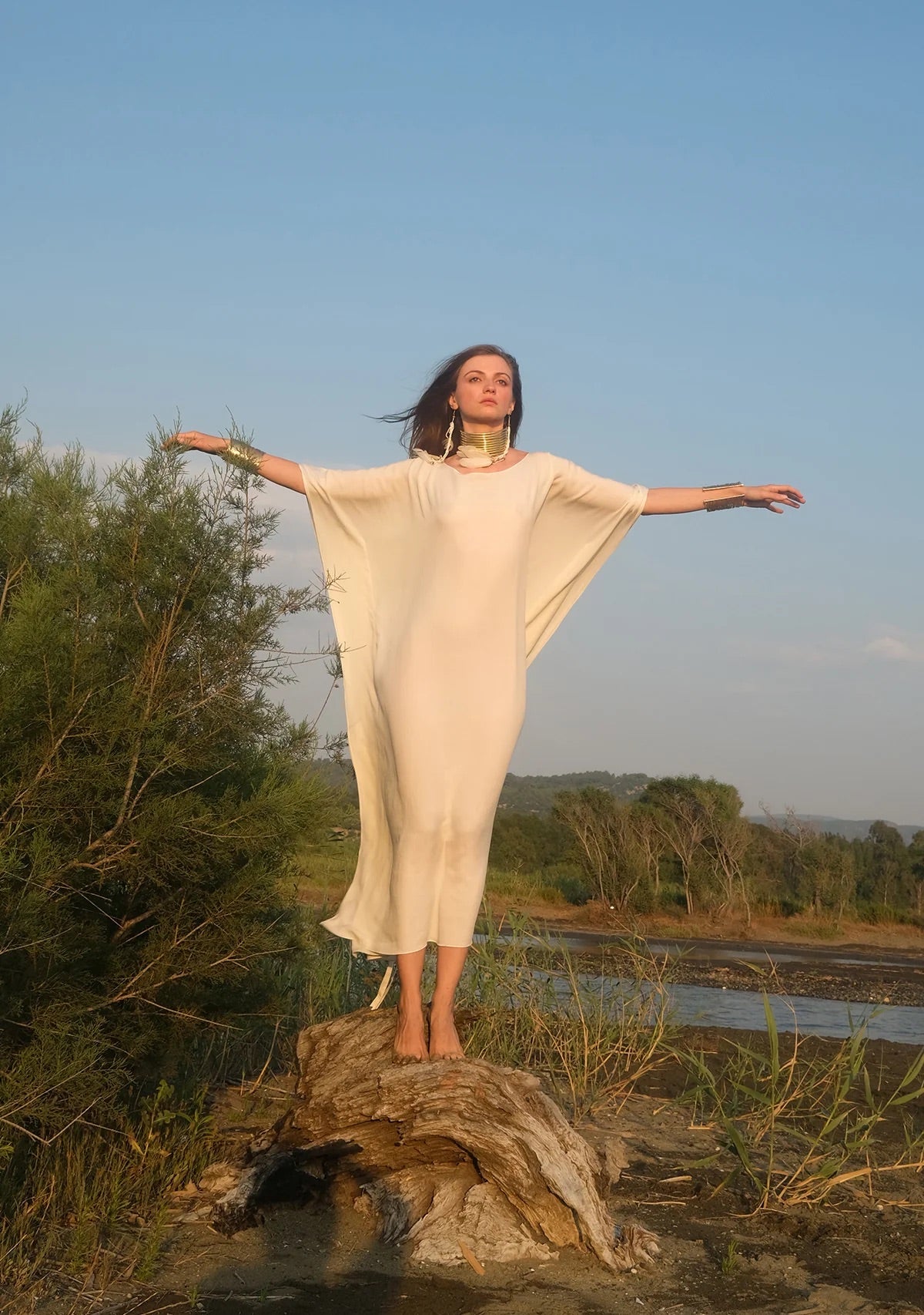 Tiny Kayık Yaka Tencel™ Elbise – Ayarlanabilir Bel Kuşaklı