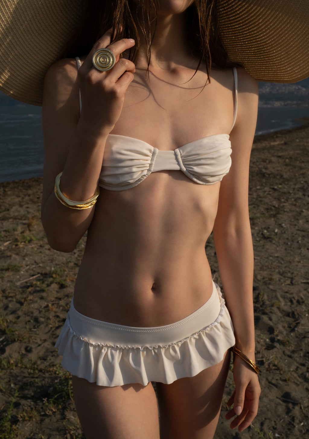 Tiny Balenli Ayarlanabilir Beyaz Bikini Üstü görünüm 6