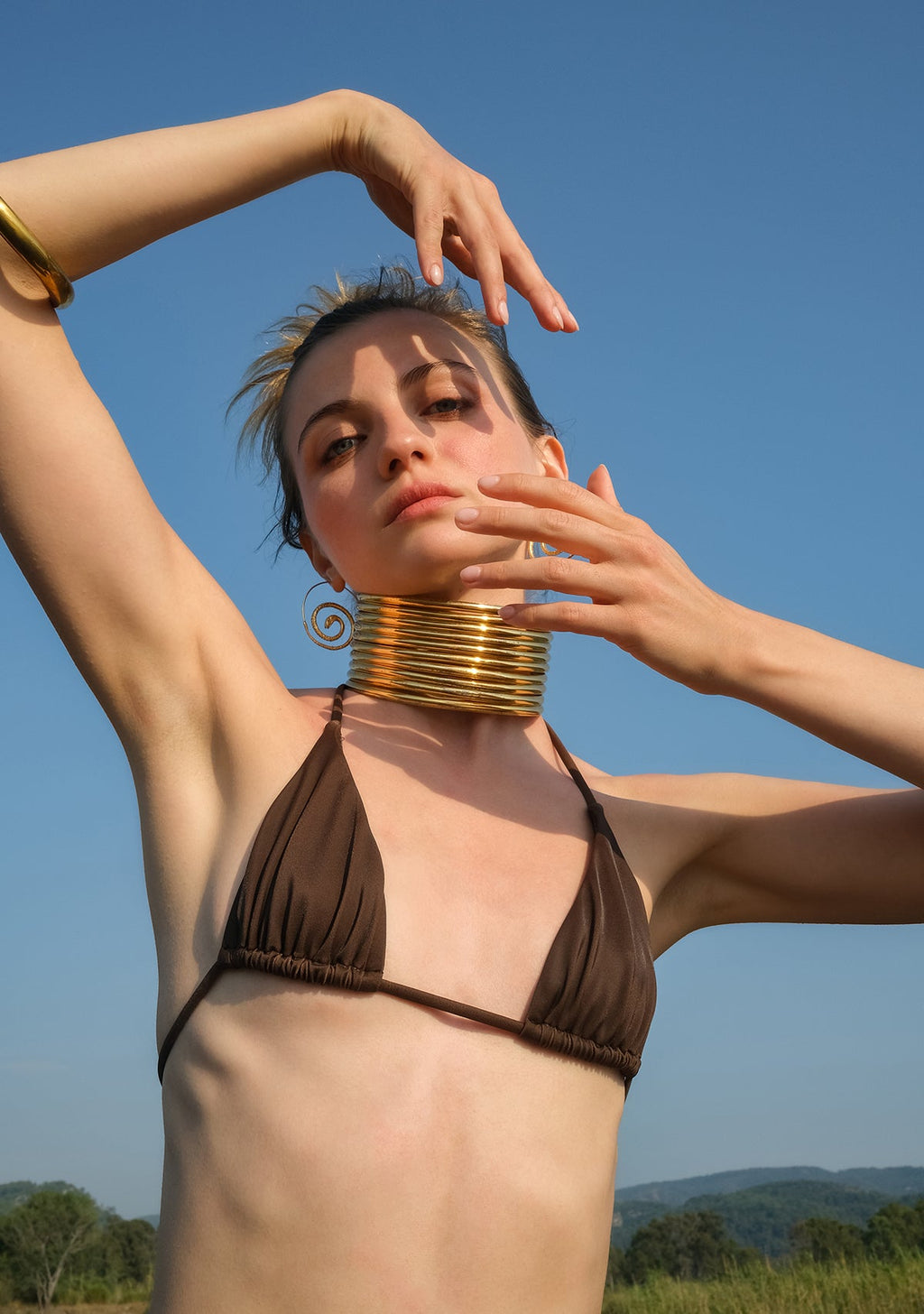 Tiny Kahverengi Üçgen İpli Bikini Üstü ana görünüm