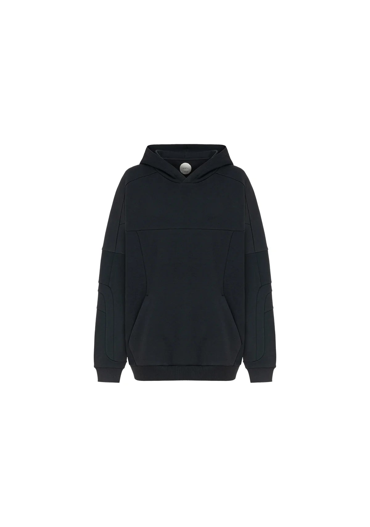 Dikiş Detaylı Kapüşonlu Oversize Siyah Sweatshirt