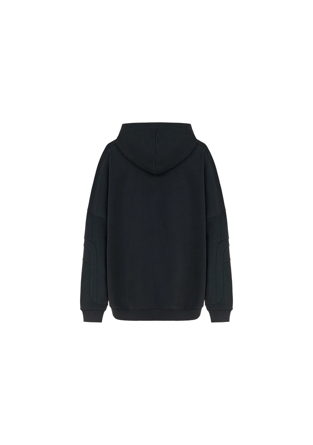 Dikiş Detaylı Kapüşonlu Oversize Siyah Sweatshirt