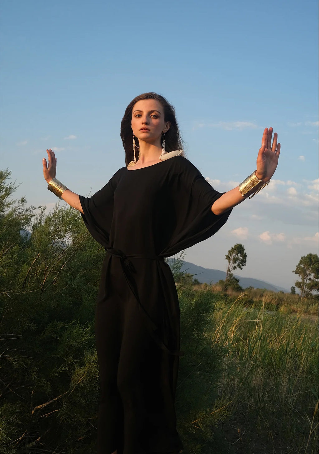 Tiny Kayık Yaka Tencel™ Elbise – Ayarlanabilir Bel Kuşaklı