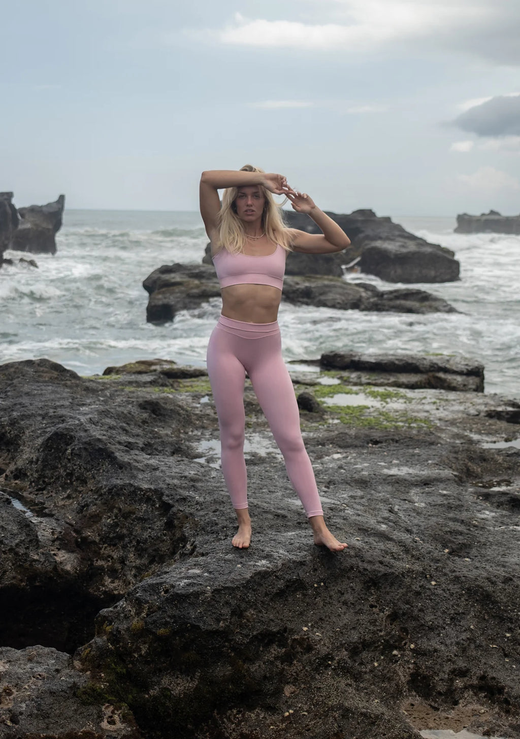 Tiny Kalça Destekli Yüksek Bel Dikişsiz Pembe Tayt