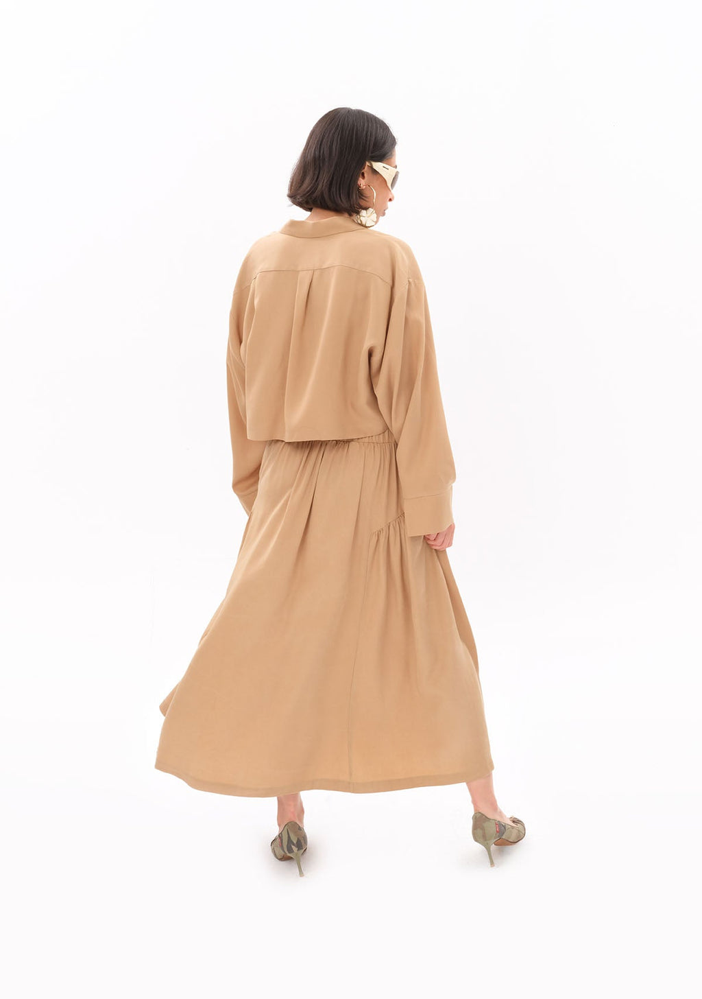 Tiny Bej Tencel™ Beli Lastikli Maxi Etek görünüm 5