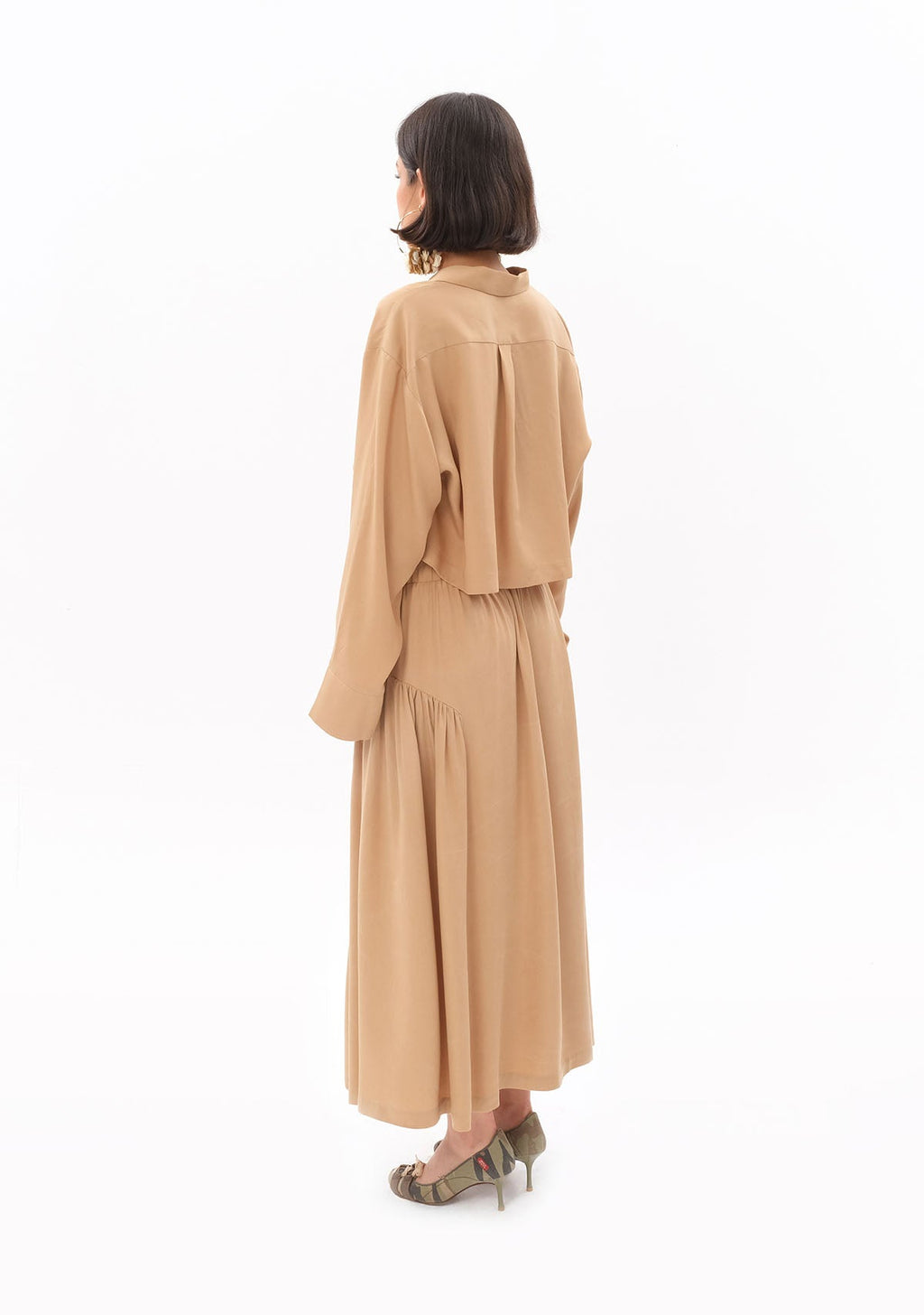 Tiny Bej Tencel™ Oversize Crop Gömlek görünüm 4