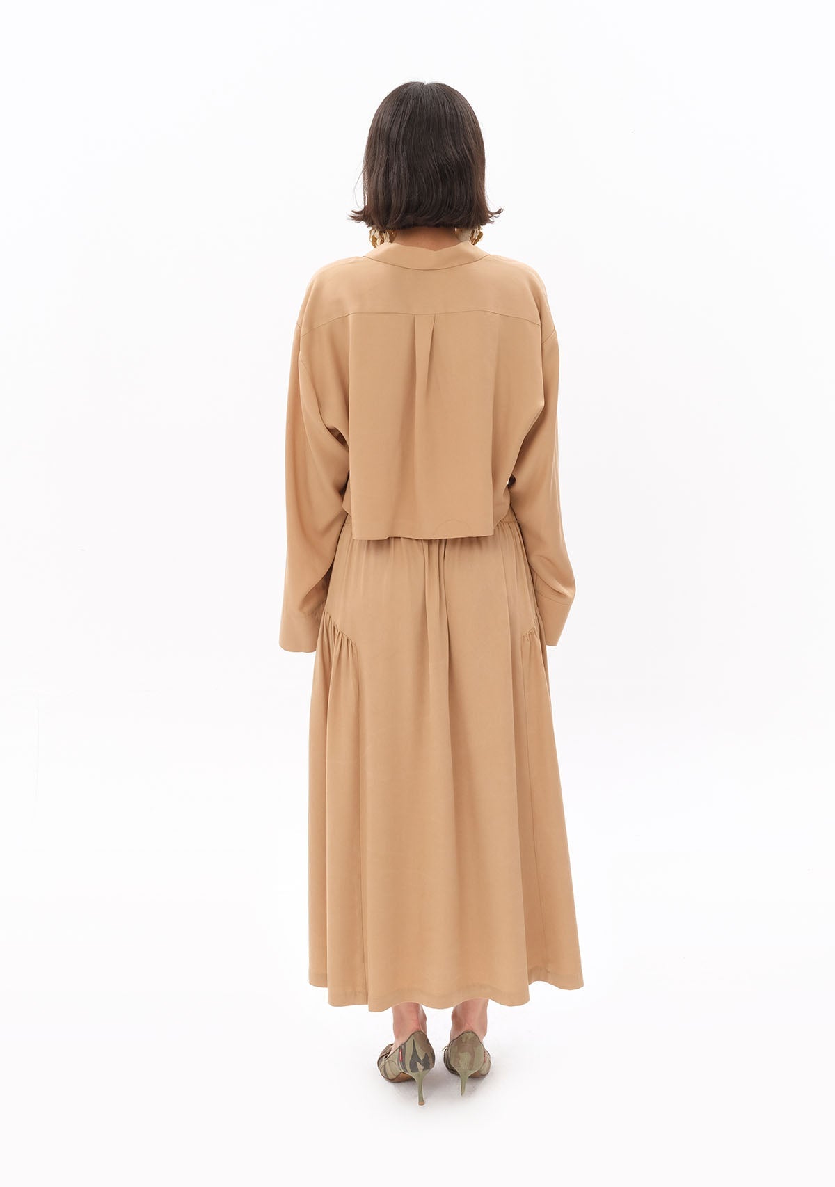Tiny Bej Tencel™ Beli Lastikli Maxi Etek görünüm 2