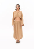 Tiny Bej Tencel™ Oversize Crop Gömlek ana görünüm